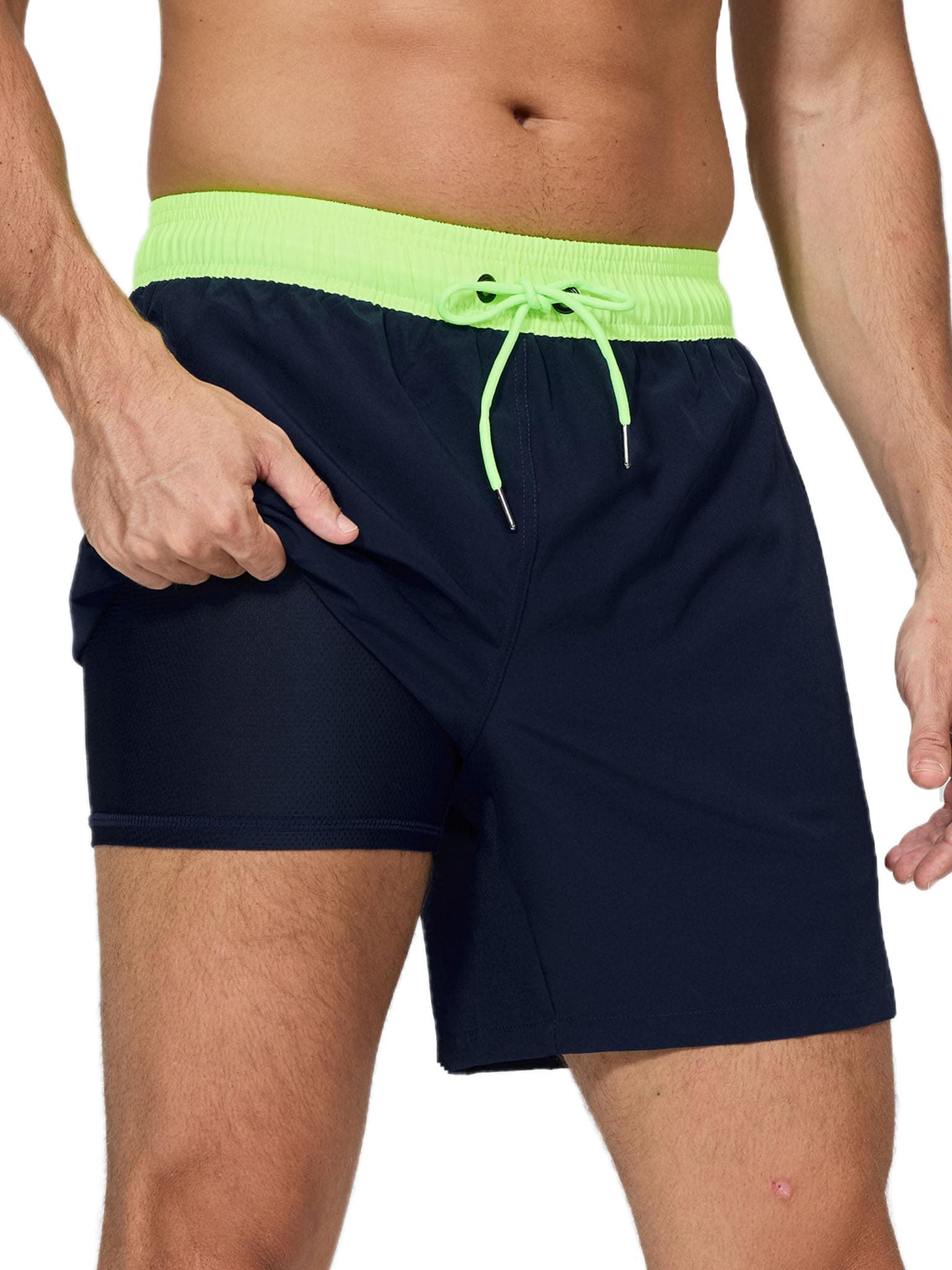 Arcweg Costume da Bagno da Uomo con Boxer Slip Foderato Pantaloncini da Bagno Fodera a Compressione 2 in 1 Pantaloncini da Spiaggia con Tasca con Cerniera Surf