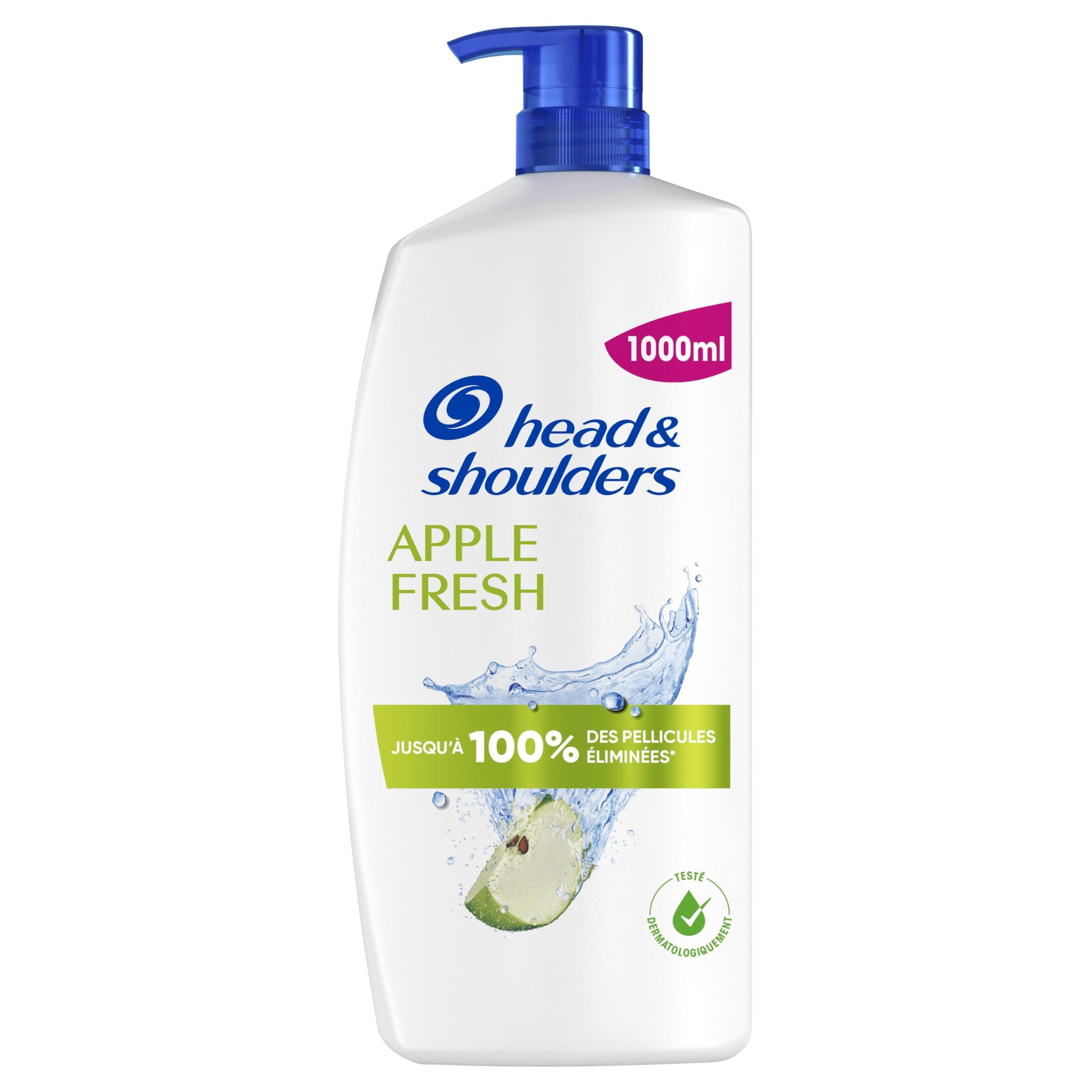 Head & Shoulders Apple Fresh Shampoing Antipelliculaire. Pompe 1000ml. Usage Quotidien. Jusqu'à 100% des Pellicules Éliminées, Cliniquement Prouvé. Tous Types de Cheveux et de Cuir Chevelu
