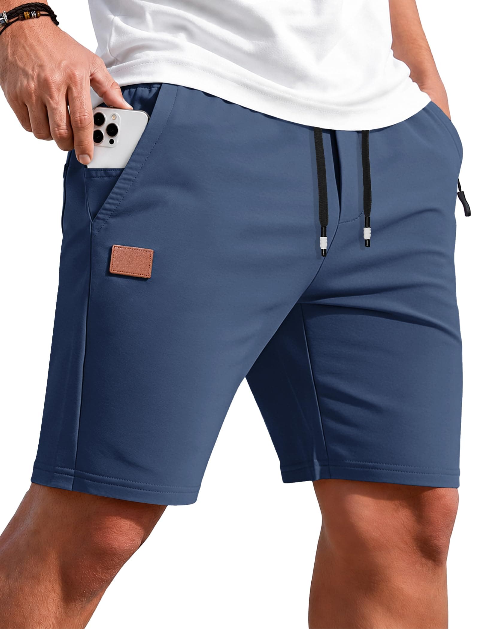 TARAINYA Cotone Pantaloncini Uomo Sportivi Zip Coulisse Pantaloncini Running Palestra con Tasca