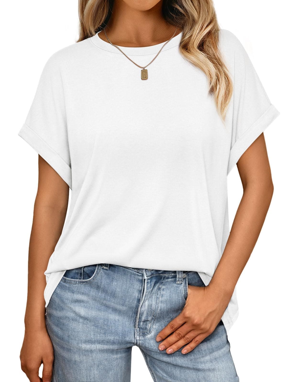 Cuptacc Tshirt Damen Rundhalsausschnitt Kurzarm Oversize T Shirt Sommer Casual Flügelärmel Top Damen Locker