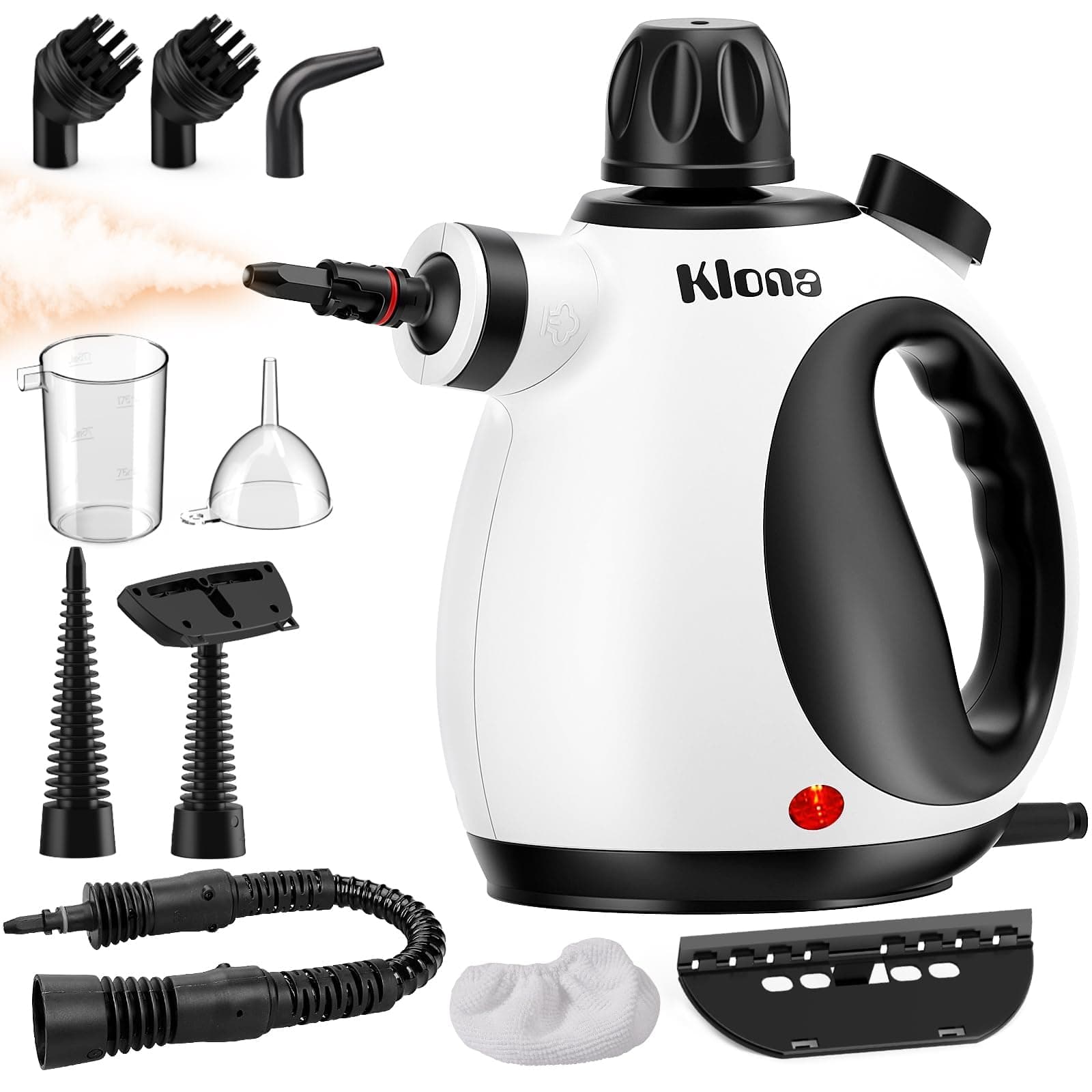 KLONA Nettoyeur vapeur portatif, nettoyeur vapeur pour la maison, nettoyeur vapeur multifonction avec 10 accessoires et serrure de sécurité pour tapis, rideaux, canapés, cuisine