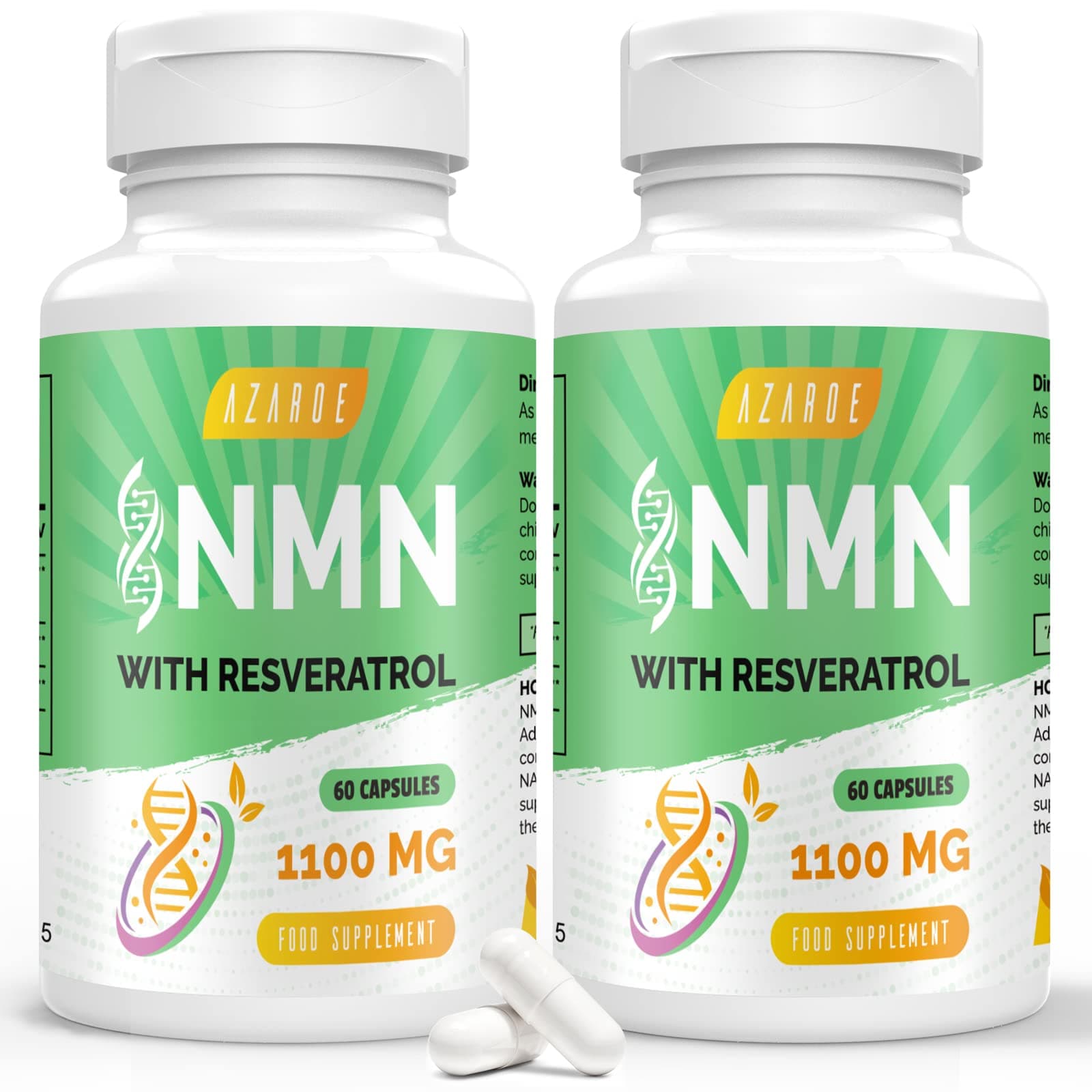 Ultra Purezza NAD + Trans-resveratrolo 1100 mg, con Pepe Nero 50 mg per un Assorbimento Ottimale, Formula Avanzata 3 in 1 per Aumentare i Livelli di NAD+ (60 Unità (Confezione da 2))