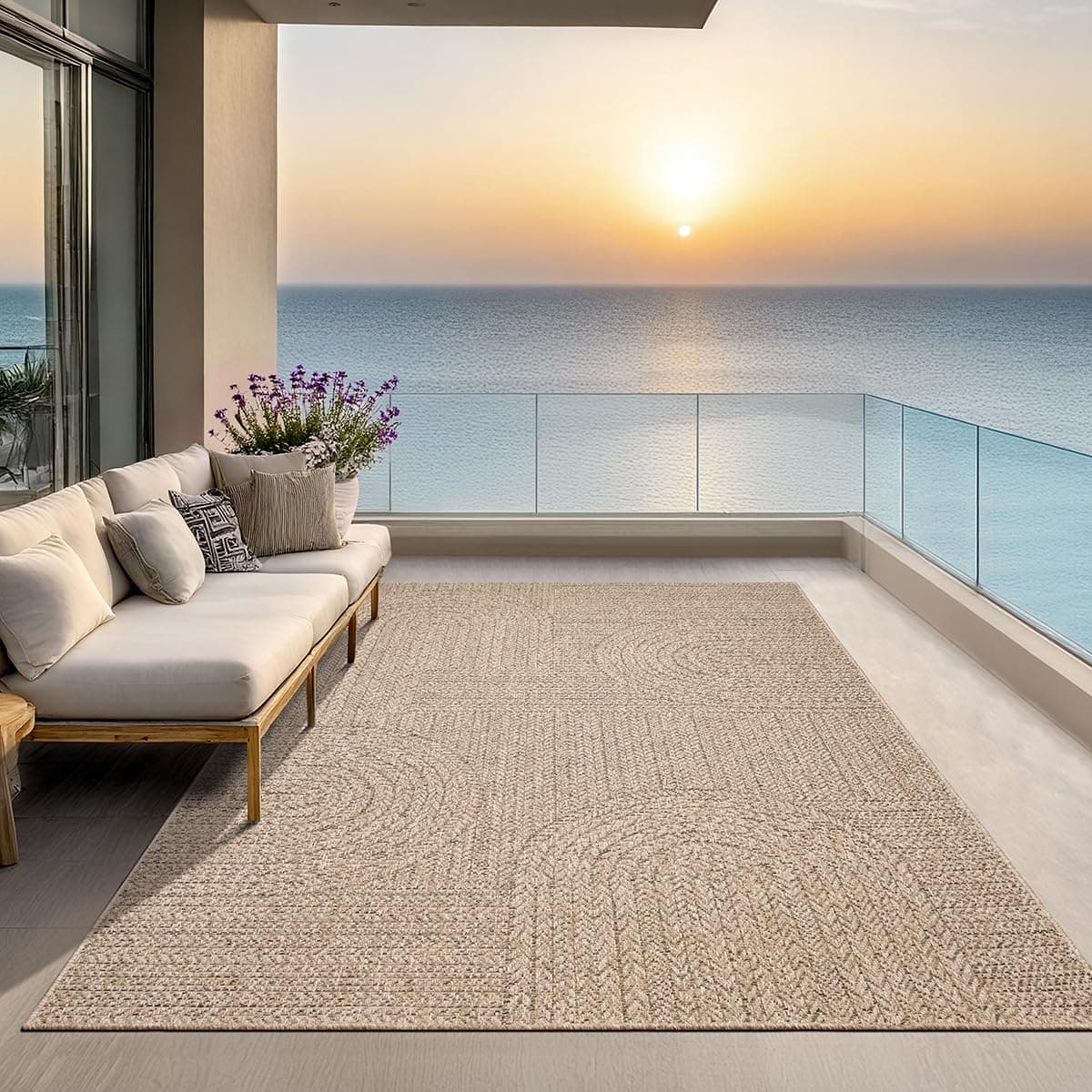 the carpet Kansas – Tapis intérieur Confortable et élégant pour Salon, Chambre ou Couloir, Doux et Chaleureux, Facile à Nettoyer, Style Jute Naturel, également adapté pour l’extérieur, 300 x 400 cm