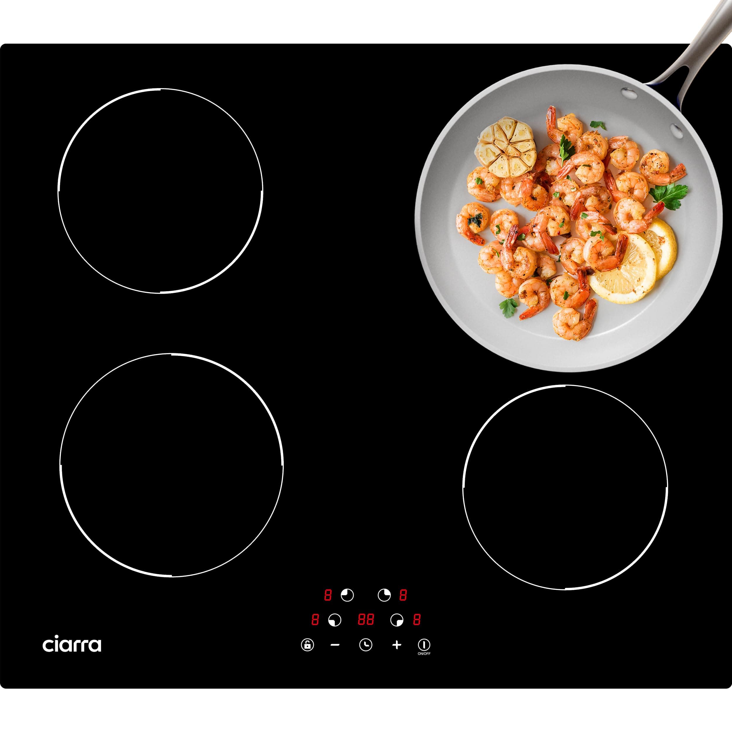 CIARRA Piano Cottua a Induzione 4 Fuochi, Piano Induzione 60cm 6000W con Controllo Touch, Timer, Sicurezza Bambini, Nero, CABBIH4-D
