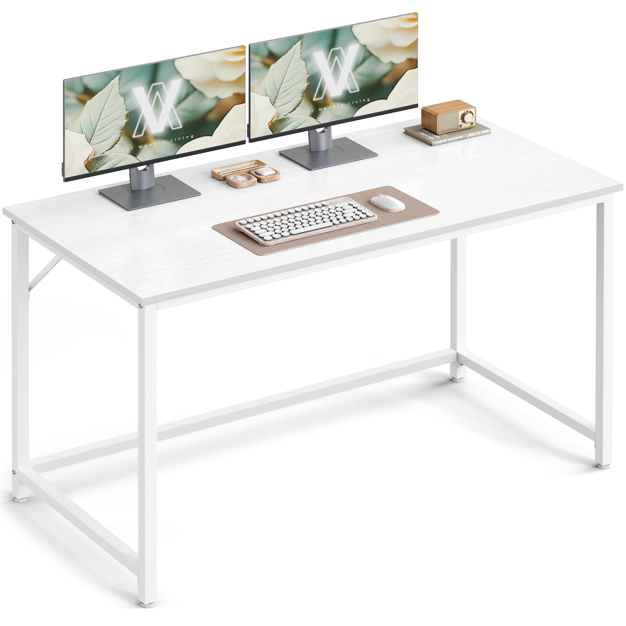 VASAGLE Scrivania per Computer, Postazione Lavoro, 60 x 120 x 76 cm, Scrivania da Ufficio, Studio Camera da Letto Soggiorno, Bianco Acero LWD039W01