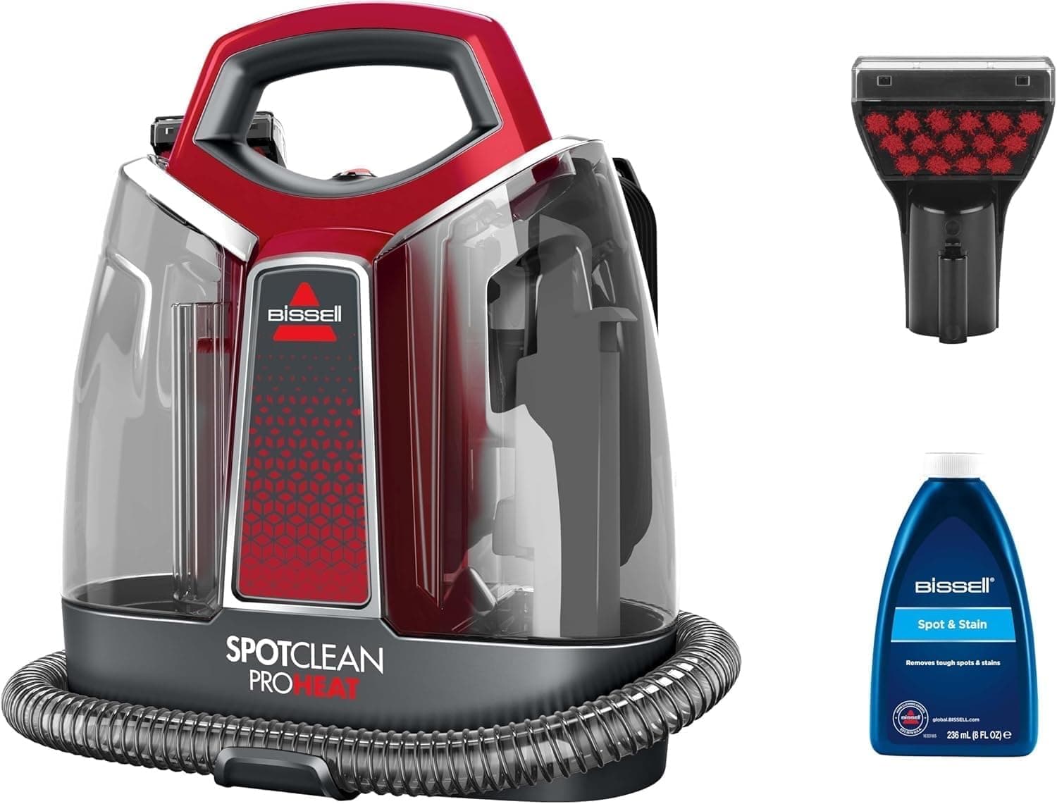 BISSELL SpotClean ProHeat, Aspiradora de Agua Tapiceria, Lava Aspiradora con Tecnología HeatWave, Limpiador de Liquidos para Alfombras, Tapiceria, Sofa, Autos y Más, Motor Potente de 330W, 36988