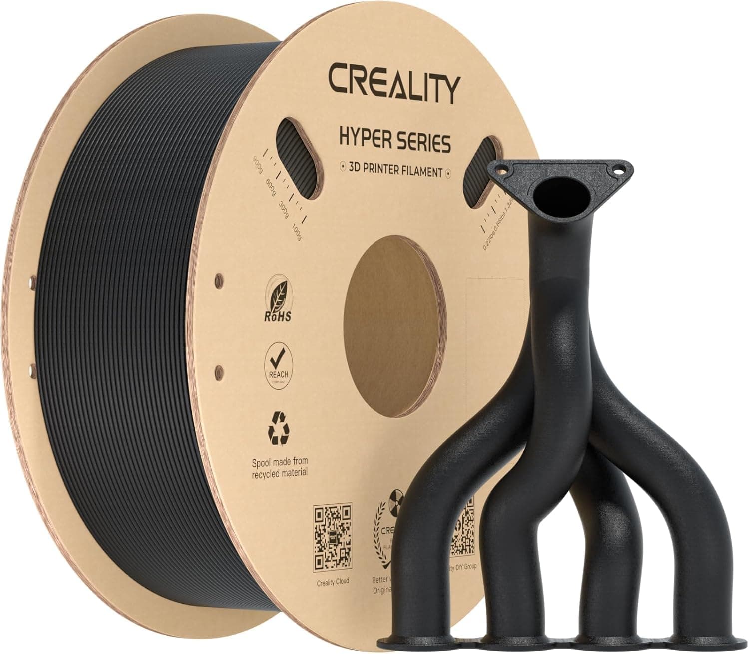 Creality Filamento Fibra de Carbono 1.75mm 1KG Negro, 50-300mm/s Hyper PLA-CF Filamento PLA de Alta Velocidad, +/- 0.03mm, 190°C-230°C, para Mayoría Impresoras 3D