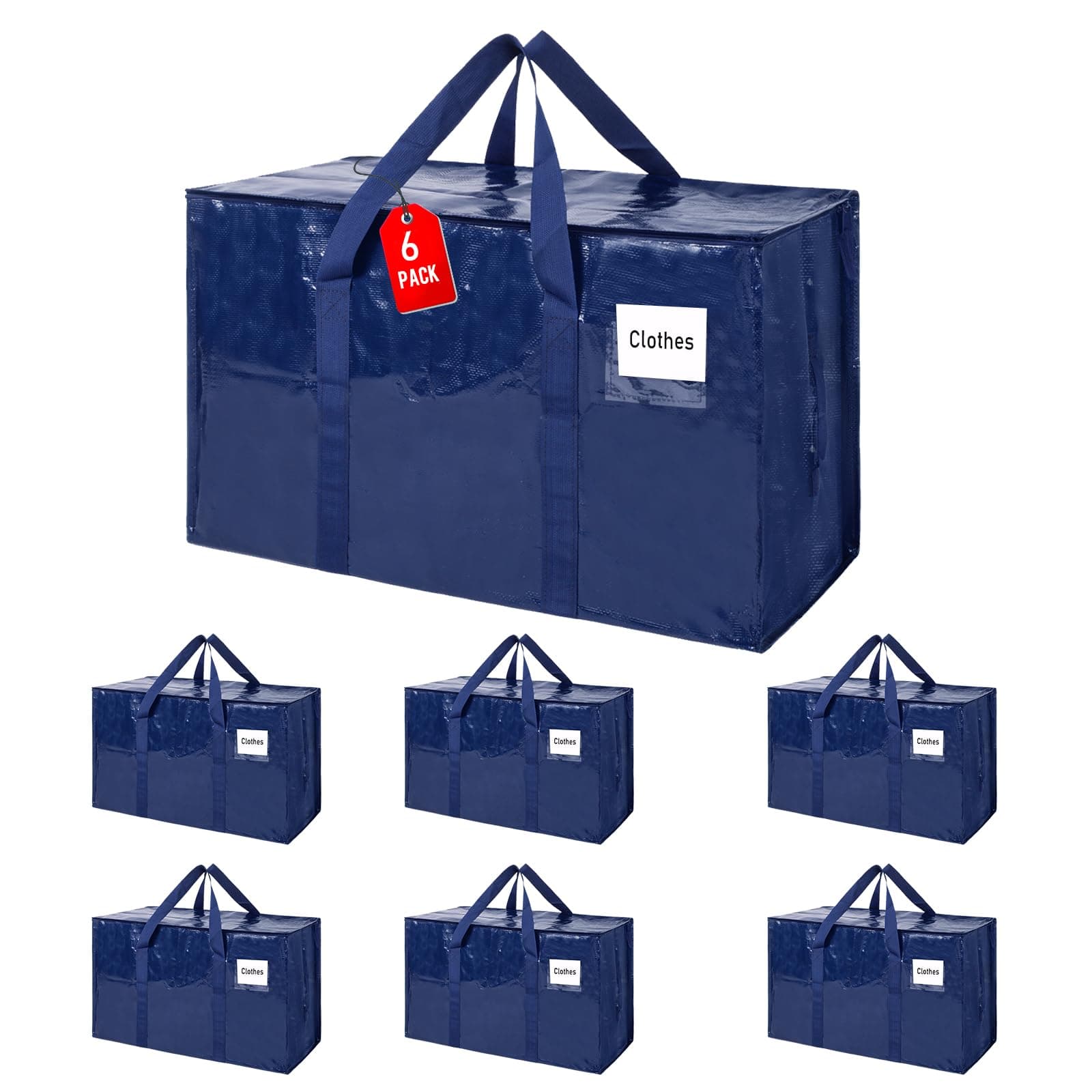 ZFWDSY Sacs de déménagement 93L, lot de 6 sacs de rangement de voyage, sacs de déménagement robustes, sacs d'emballage pour fournitures de déménagement, sac de sport pour sac d'arbre de Noël