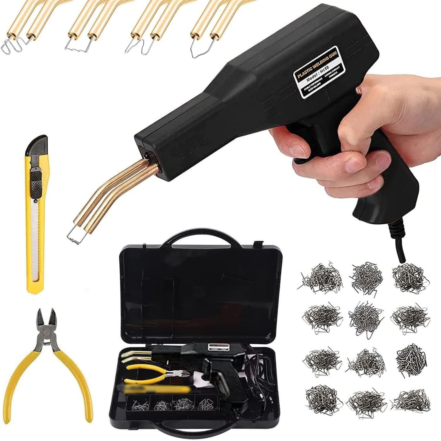 150W Saldatrice per plastica, kit di riparazione paraurti Auto con 800 pezzi cucitrice calda, Saldatore Pistola Riparazione Macchina per auto paraurti/auto ricambi