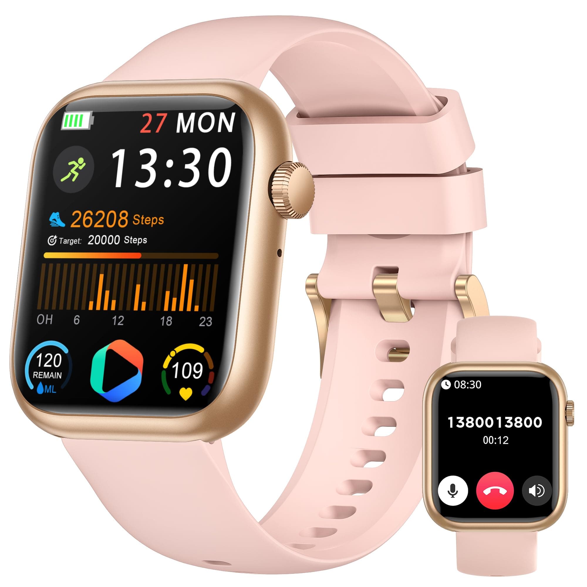 Smartwatch Uomo Donna, 1.83'' Orologio Smartwatch con Chiamata Bluetooth,Pressione Sanguigna/Cardiofrequenzimetro/Sonno,Contapassi,120+ Modalità Sportive, Impermeabile IP68 Smart Watch per Android&iOS