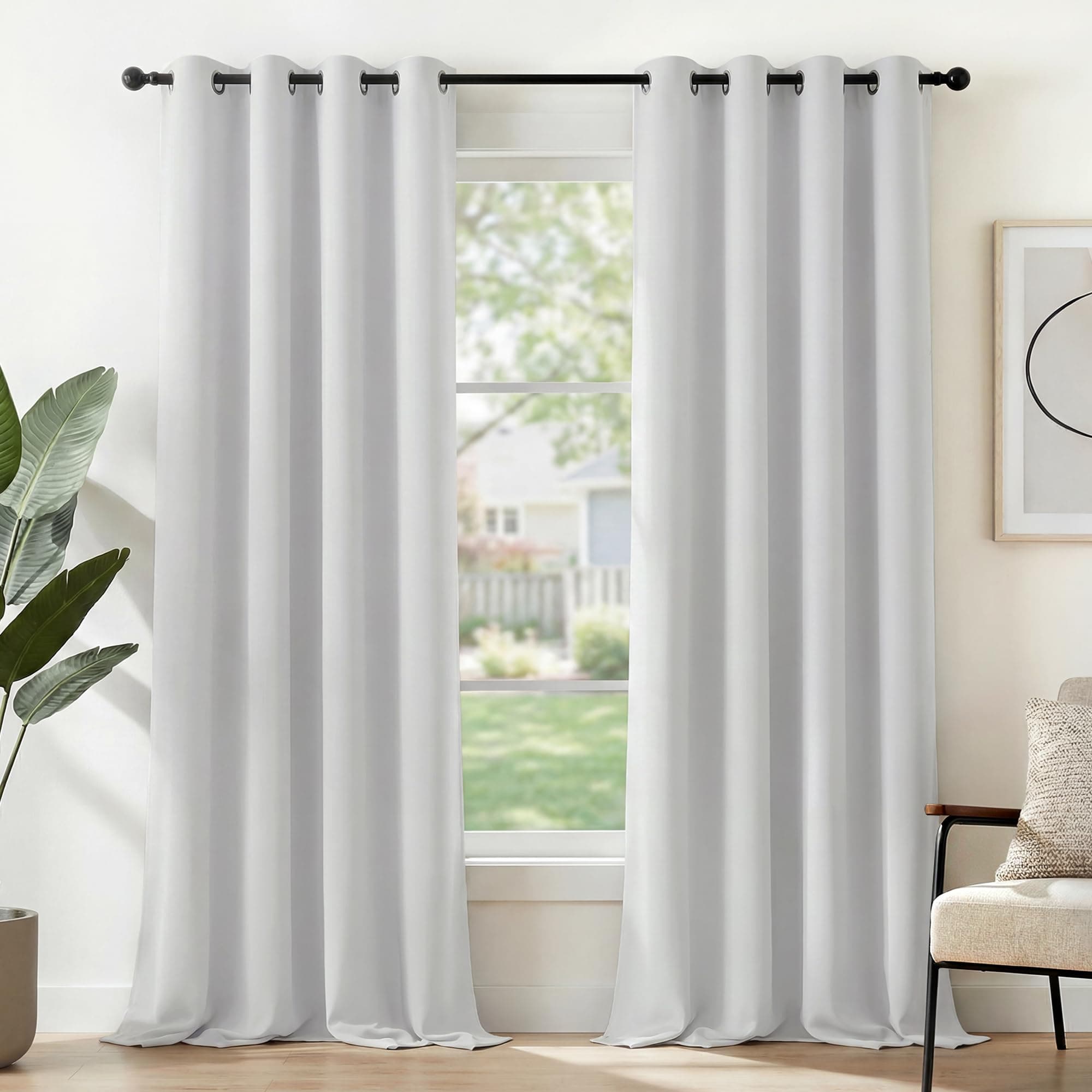 Deconovo Tende Oscuranti per Interni con Anelli – Set di 2 Tende Termiche Isolanti e Anti-Rumore, 140x240 cm (LxA), Ideali per Camera da Letto, Soggiorno e Ufficio, Grigio Perla