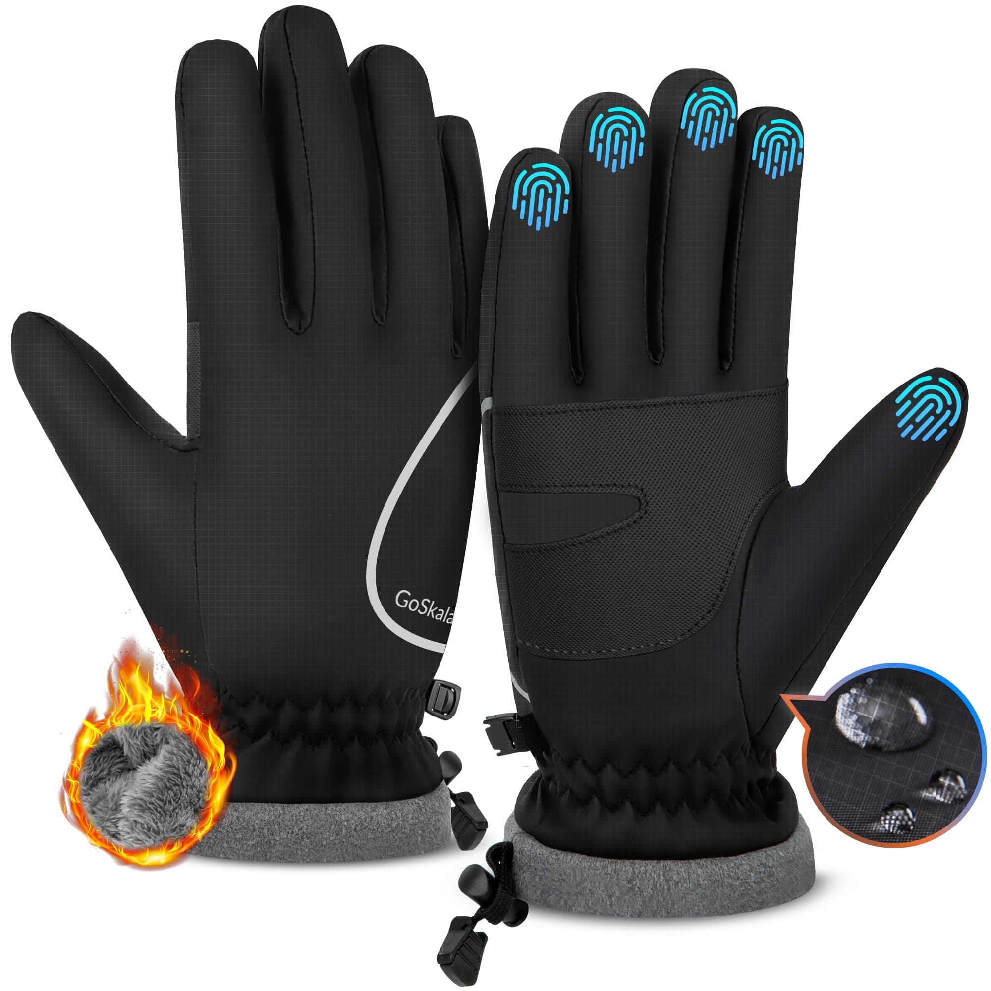 GoSkala Guanti Uomo Donna Invernali Sportivi Caldi Impermeabili, XL | Sportivi Traspiranti Antivento Ciclismo ideali per Moto Bici Scooter Corsa Running Trekking Alpinismo Morbido Tessuto