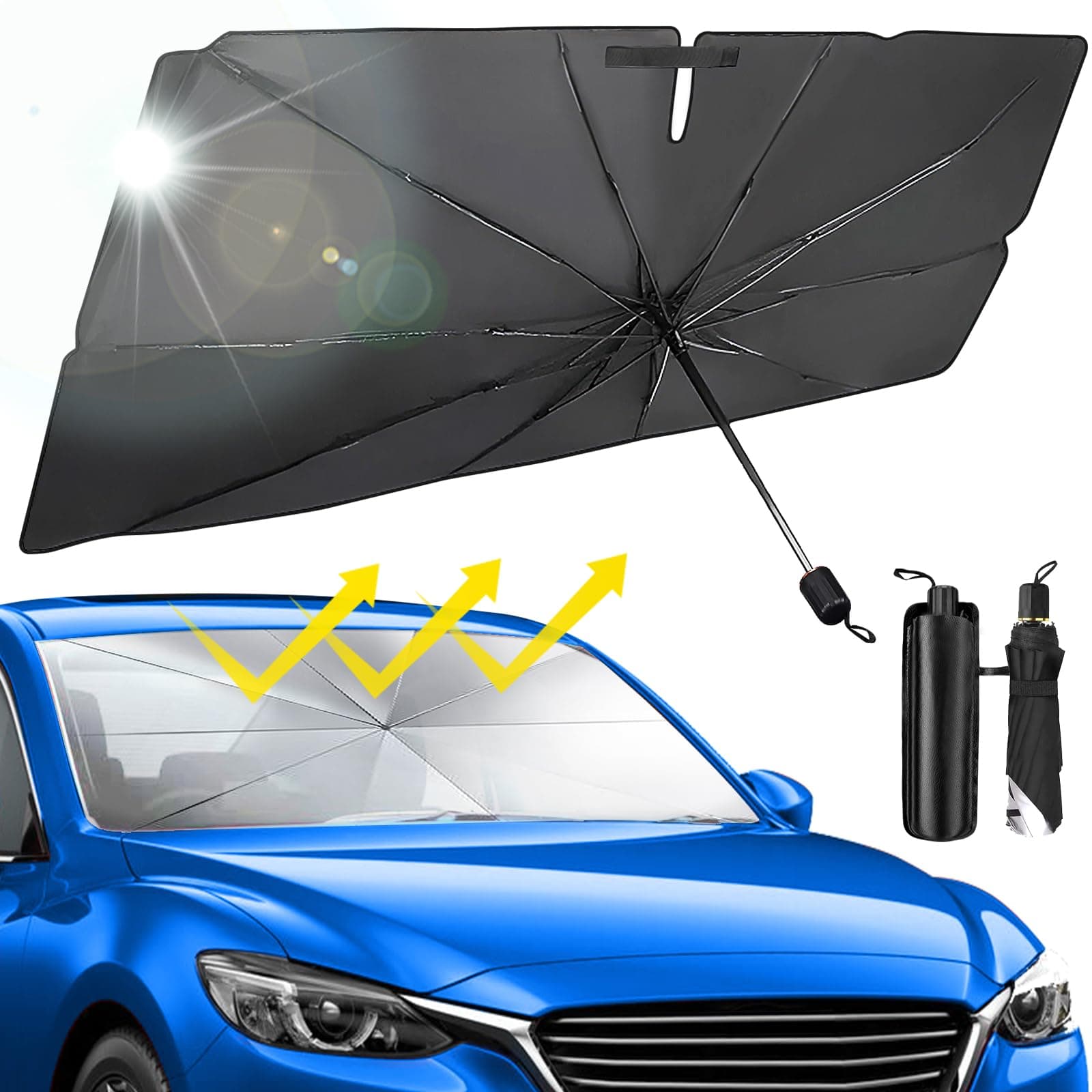 Beurseaf Pare-Brise de Voiture,Pare-Soleil Voiture,Pare-Soleil Voiture Pare-Brise Intérieur,2025 Dernier Pare-Soleil Avant Pliable,Bloque Les Rayons UV