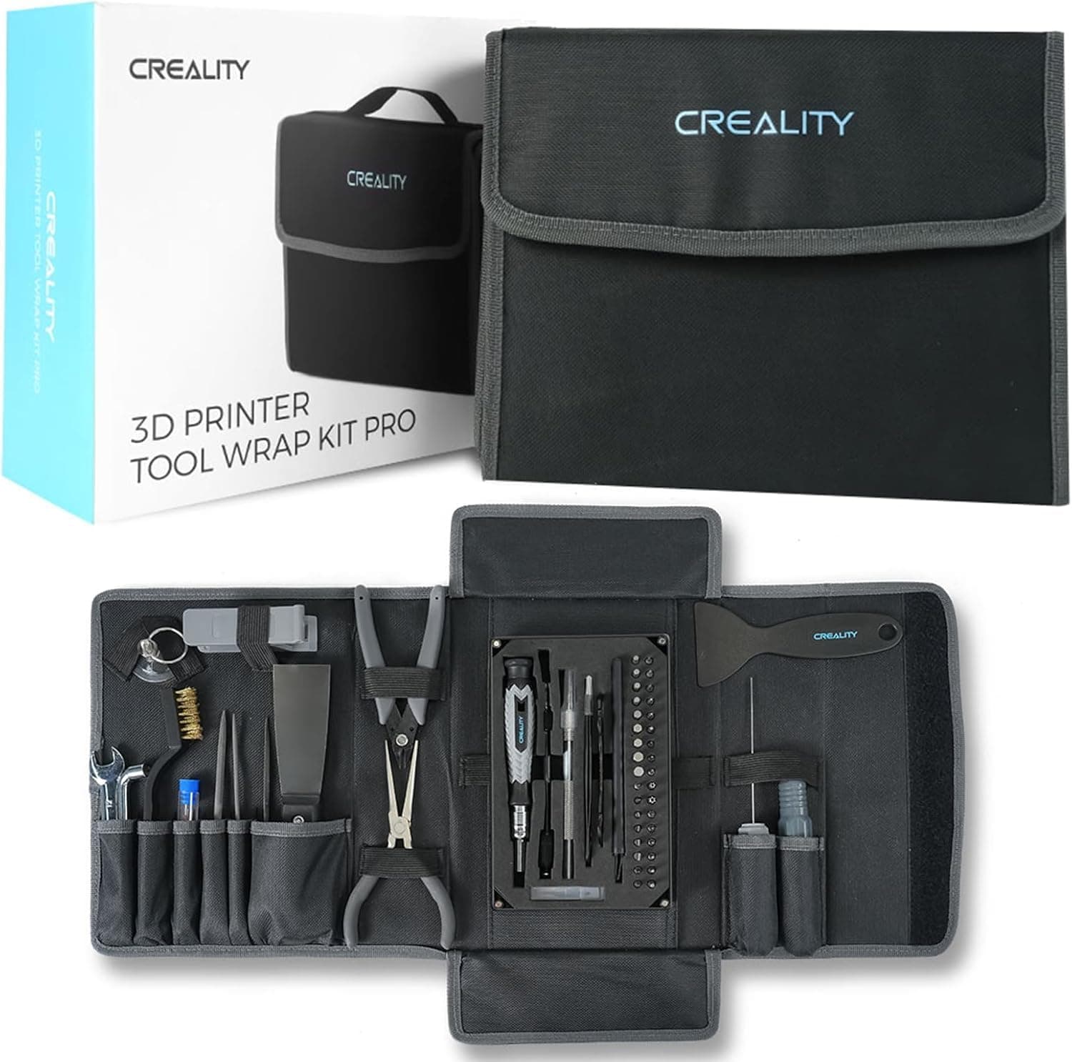 Creality Kit d'outils pour Imprimante 3D, 74 Pièces, Ensemble d'assemblage/Retrait/Découpe de Filament, Accessoires d'imprimante 3D pour Toutes les Imprimantes, Nettoyage, Finition, Impression