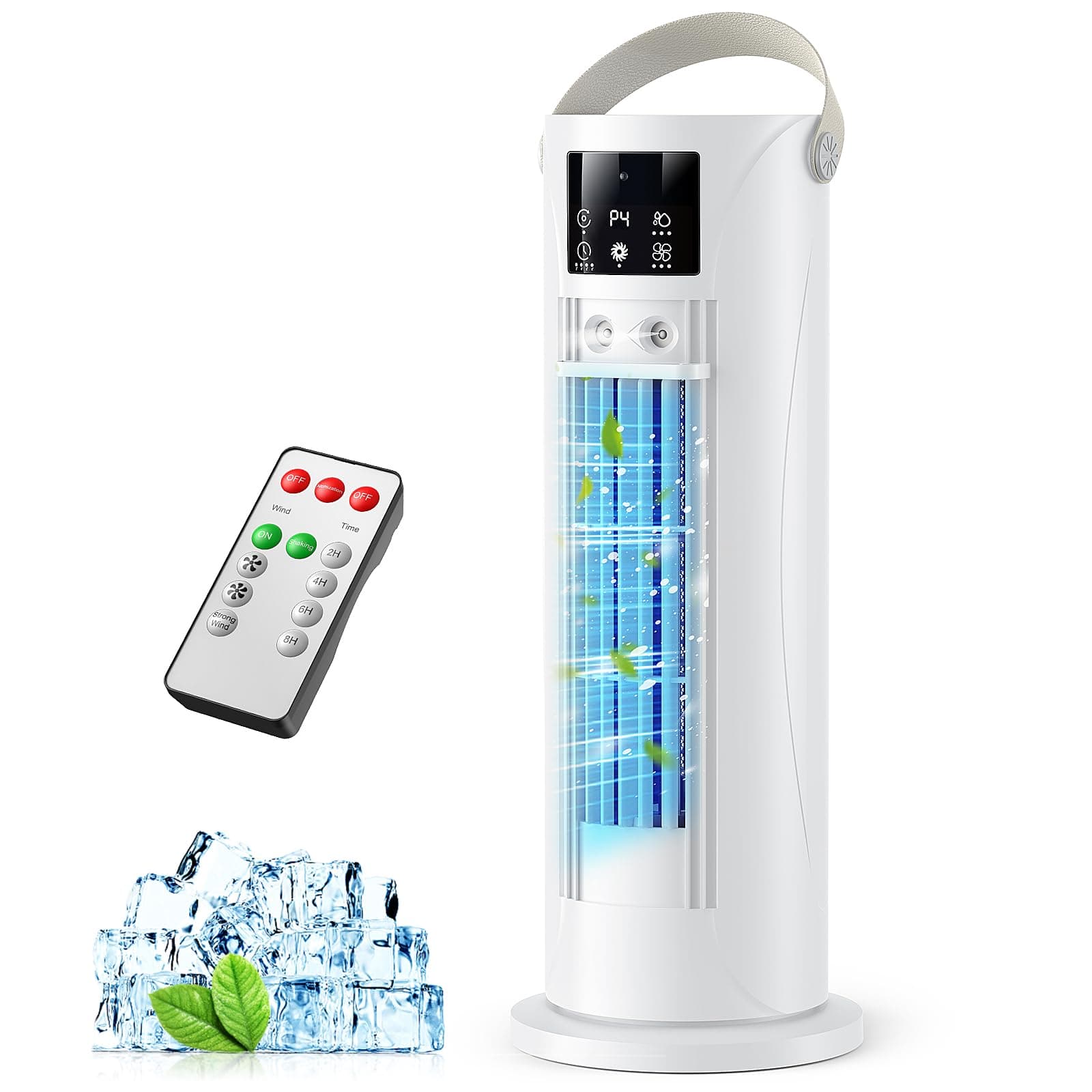 Aire Acondicionado Portátil,Mini Aire Acondicionado Sin Tubo de Escape con Refrigeración por Nebulización, Función de Temporizador, 4 Velocidades de Ventilador, para Oficina y Dormitorio,Blanco