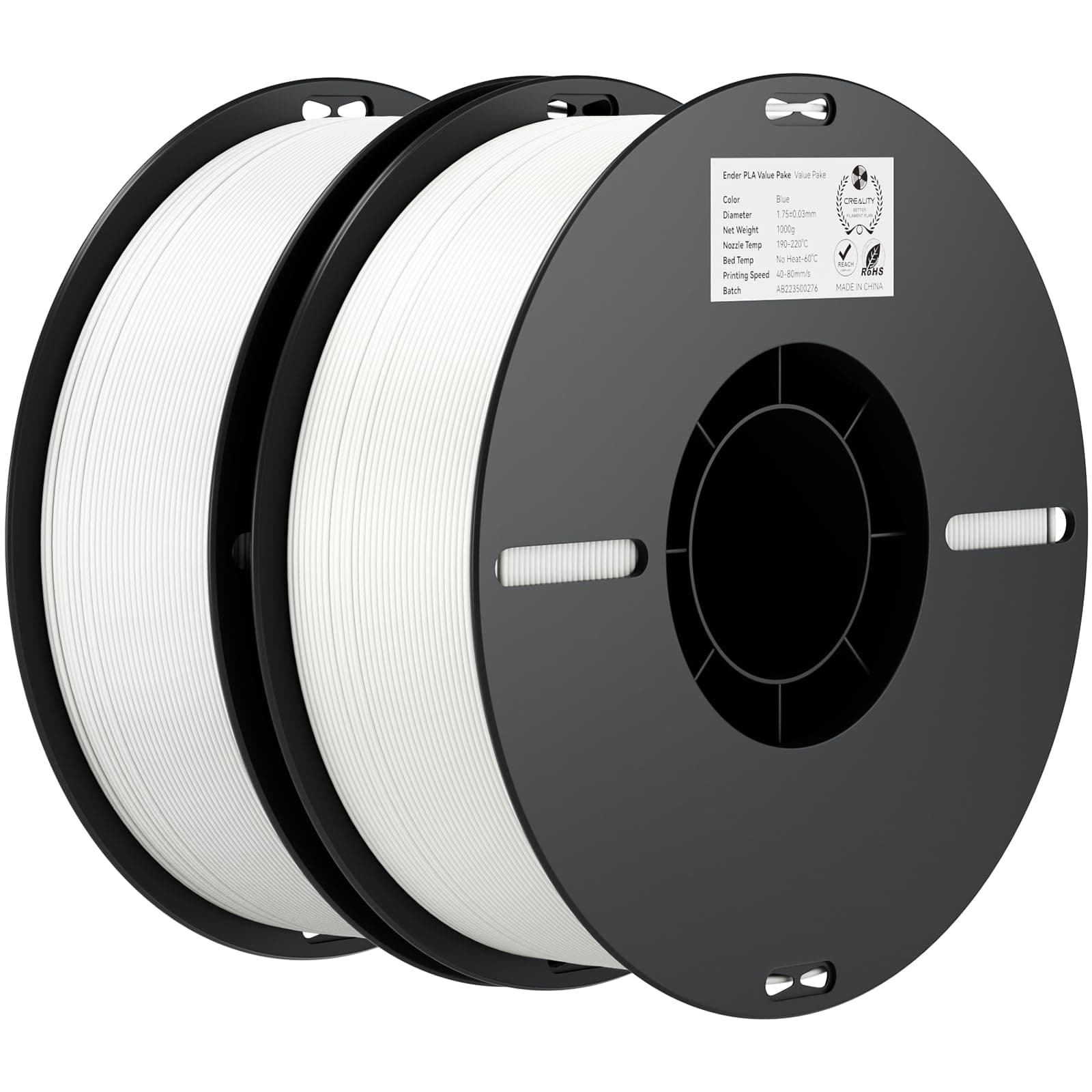 Creality Filamento PLA 1.75mm, Filamento para Impresora 3D Precisión Dimensional +/- 0.02mm, Carrete Filamento 3D, para Mayoría Impresoras 3D,2KG,blanco