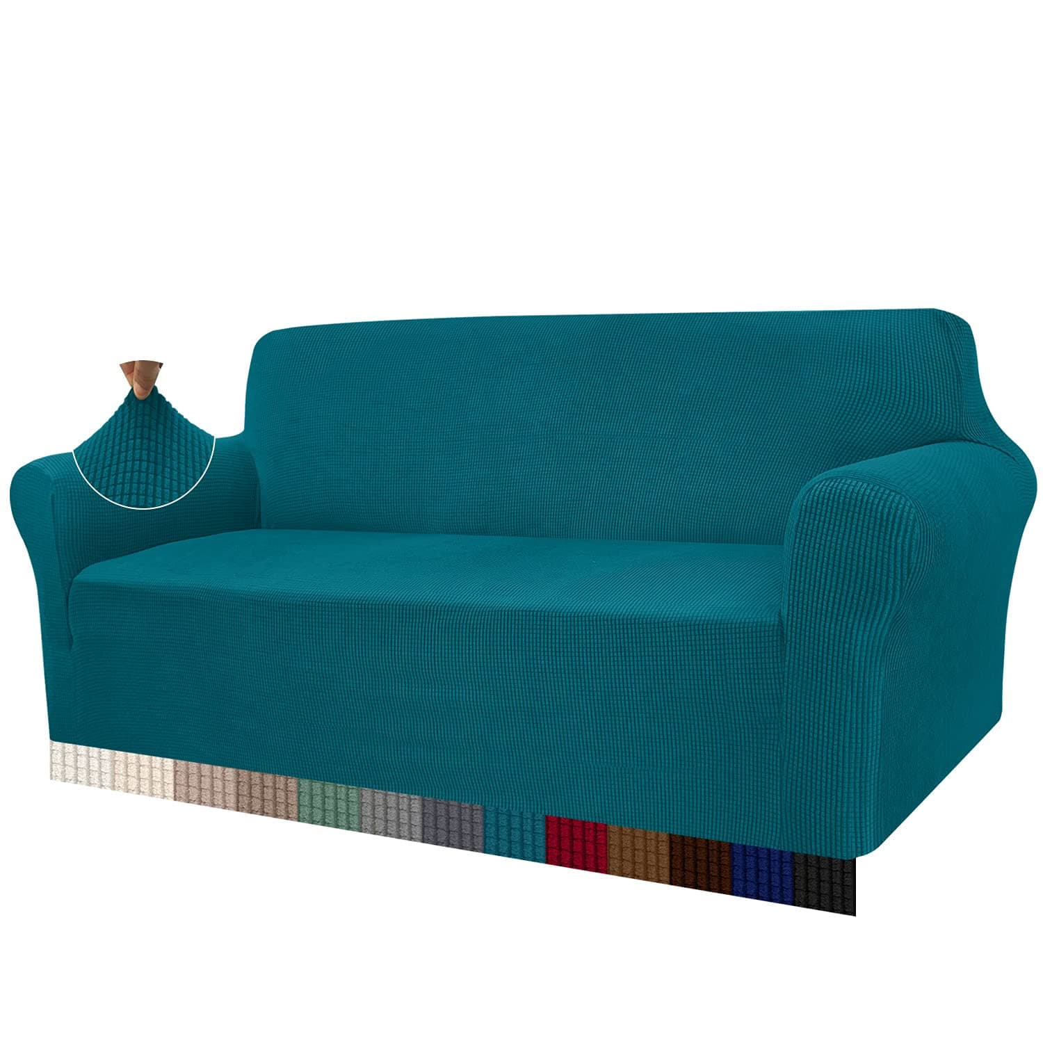 Granbest - Copridivano altamente elasticizzato, moderno, jacquard, per soggiorno, funge da protezione per cani e animali domestici (3 posti, verde-blu)