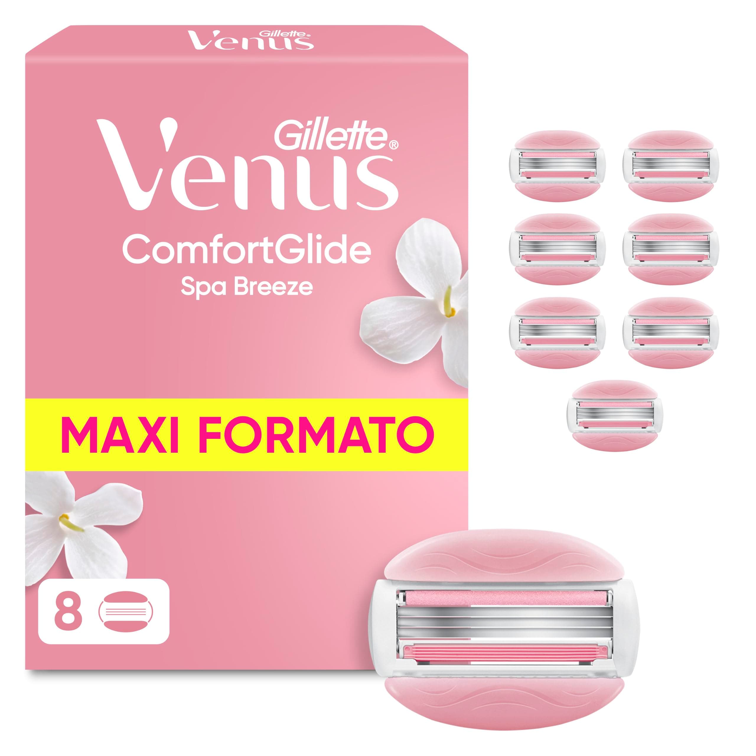 Gillette Venus Comfortglide Spa Breeze Lamette di Ricambio, 8 Lamette da Donna di Ricambio per Rasoio Donna, per una Rasatura Liscia e Profonda Che Dura