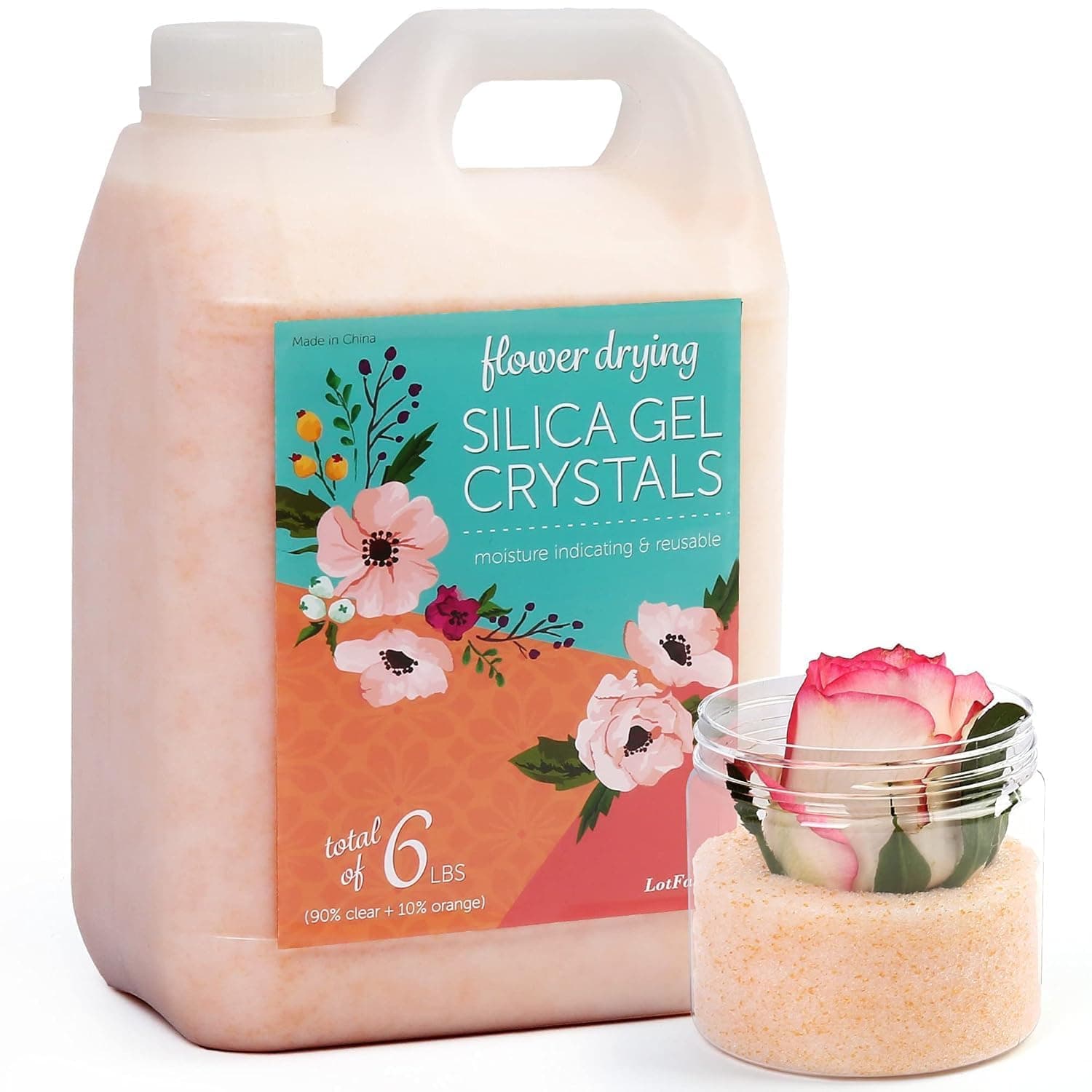 LotFancy Gel de Sílice para Secar Flores, Cristales de Sílice que Indican el Color de 6 Libras (2.72KG) para Almacenamiento de Ramos de Boda