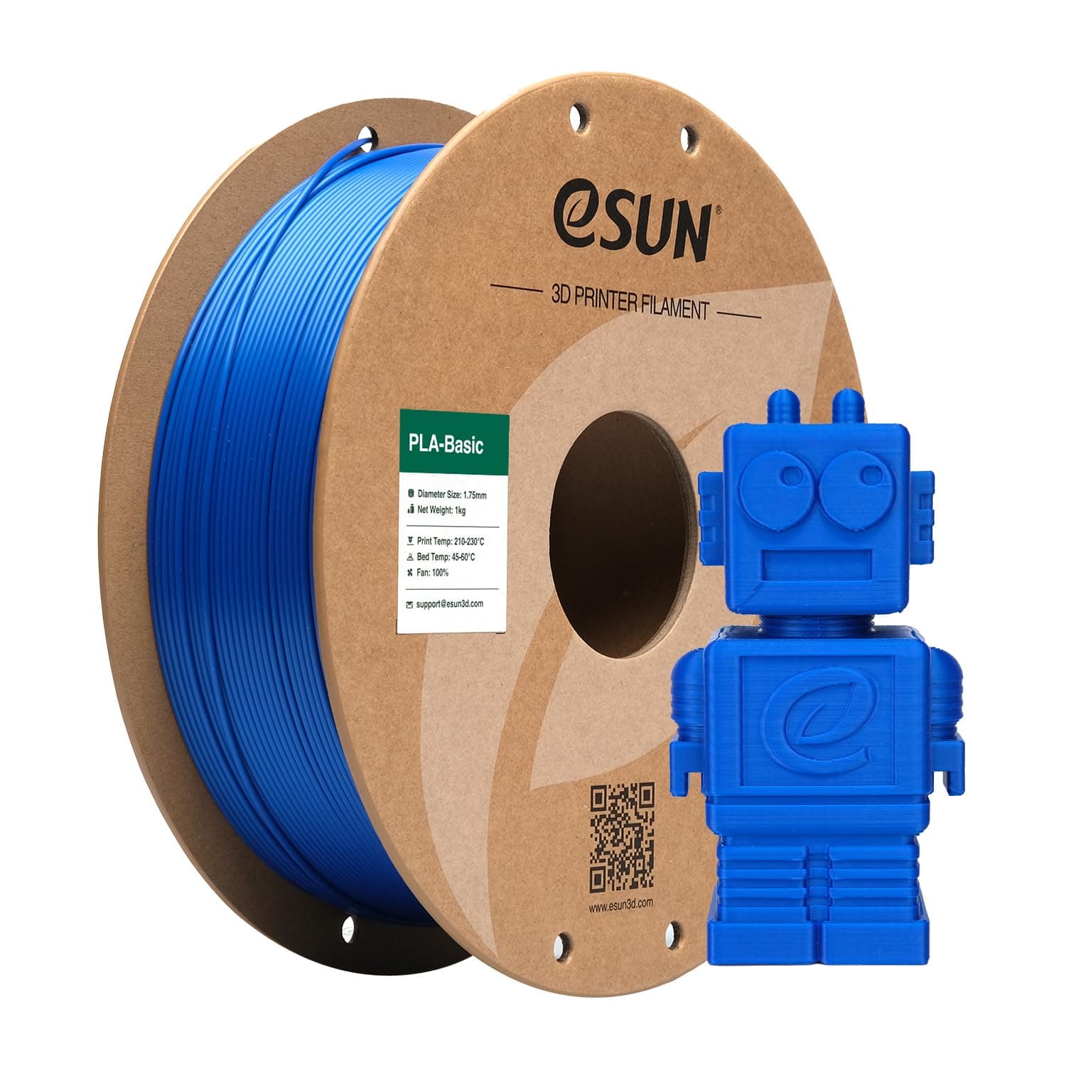 eSUN PLA Filament 1.75mm, PLA Basic Précision Dimensionnelle +/- 0.05mm, Bobine de 1KG (2.2 LBS) Filament PLA Rapide pour 3D Imprimantes,Bleu