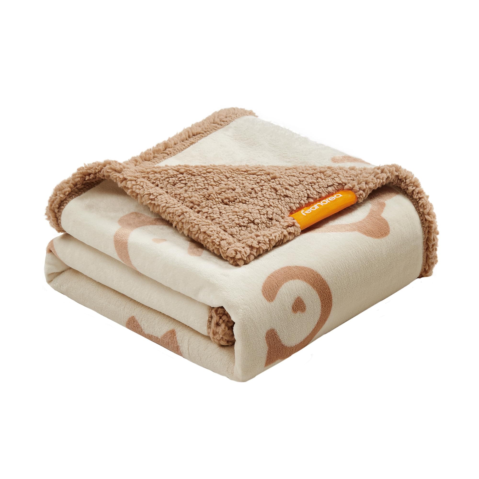 Feandrea wasserdichte Hundedecke, Sherpa Fleece Haustier Decke für kleine und mittelgroße Hunde, Katzen, 127 x 101 cm, L, maschinenwaschbar, beidseitiger Sofabezug-Schutz, beige PPB050K01