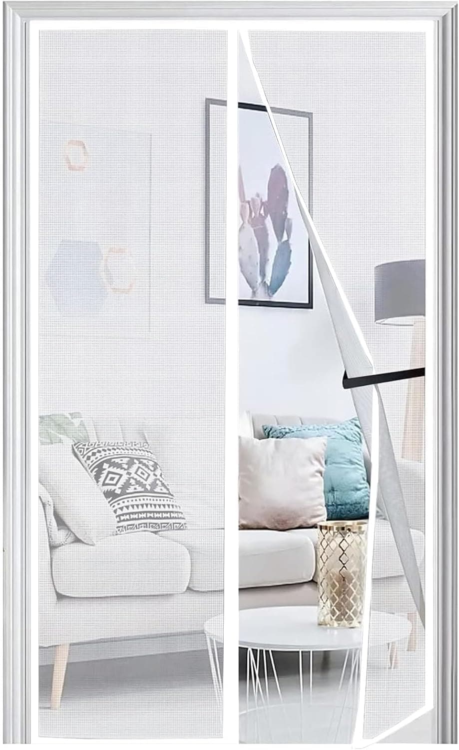 Panngu Moustiquaire Porte 80x215cm, Moustiquaire Porte Fenetre Magnétique Mise à Niveau, Anti Mouches pour Couloirs, Portes, Patio Facile à Installer Le Joint d'étanchéité, Blanc