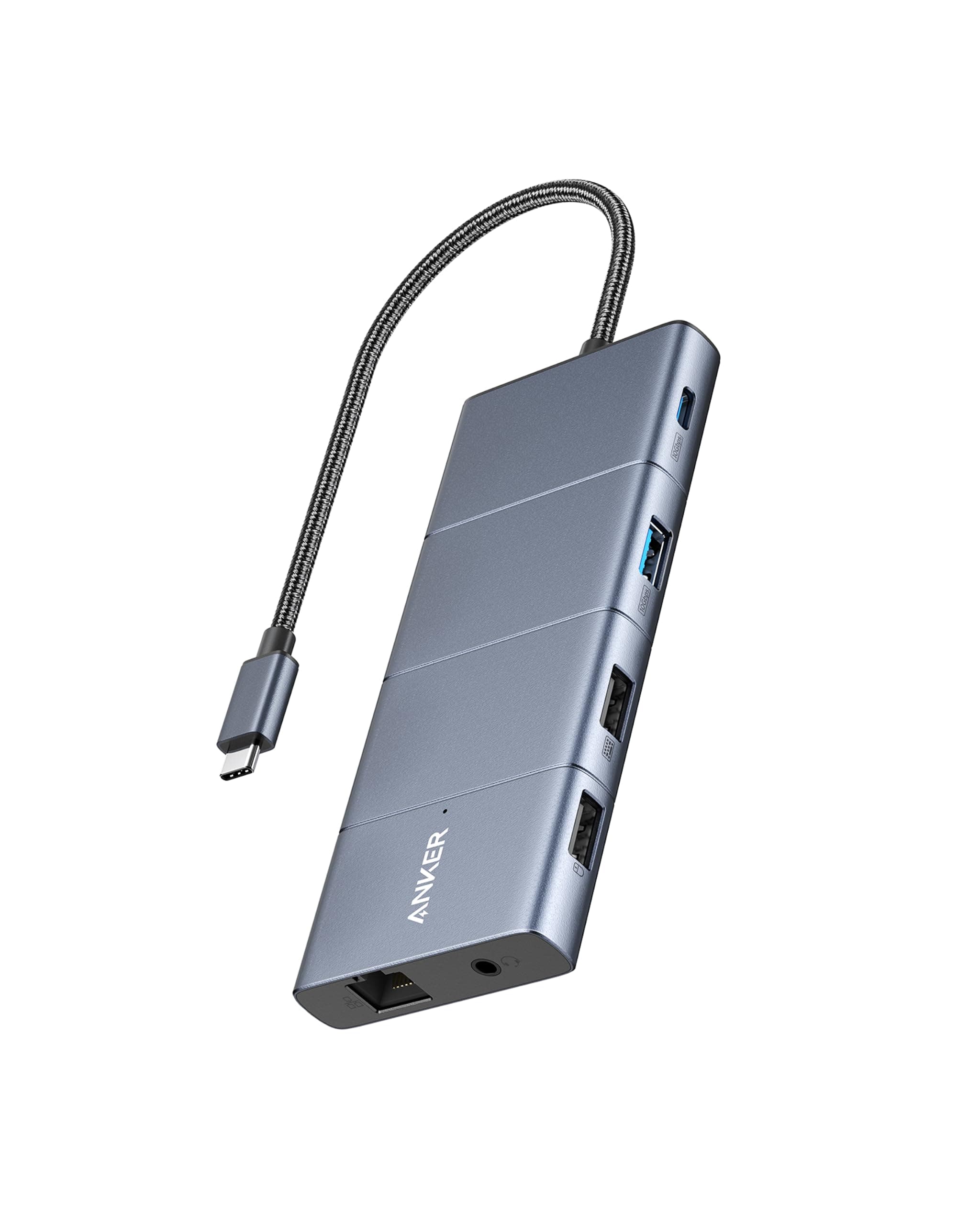 Anker 565 11-in-1 USB-C Hub, Docking-Station mit 10 Gbps USB-C & USB-A Datenports, 4K HDMI, DisplayPort, 85W PD, 2 USB 2.0 Daten, Ethernet, AUX, microSD & SD, Für MacBook Pro und mehr