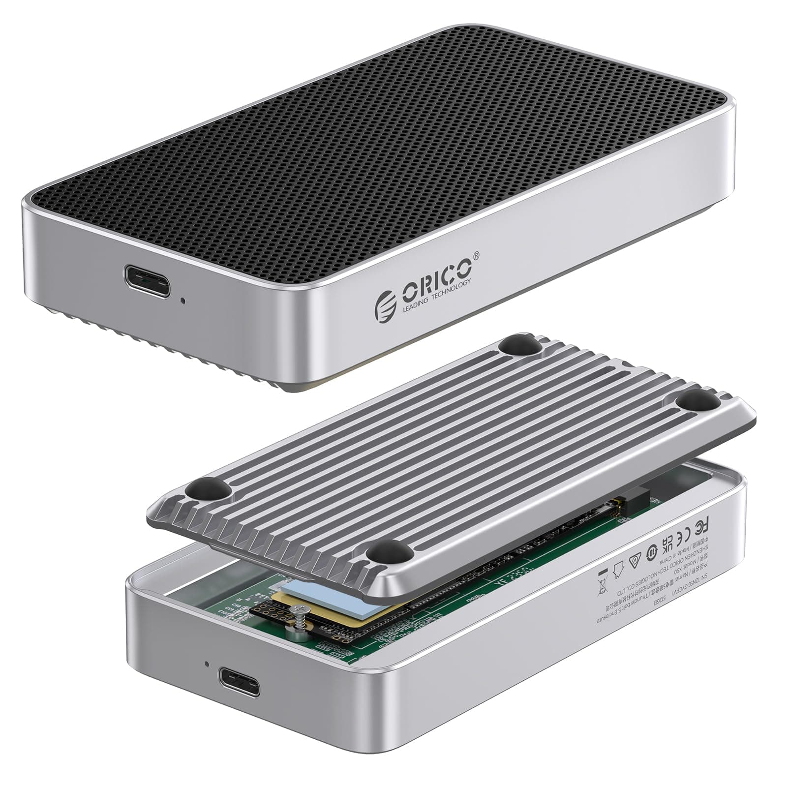 ORICO Boîtier SSD M.2 NVMe 80 Gbps - Système de Refroidissement Silencieux sans Ventilateur - Compatible avec Thunderbolt 5/4/3/USB4 - Prend en Charge M.2 NVMe M-Key 2280 SSD - pour Les utilisateurs