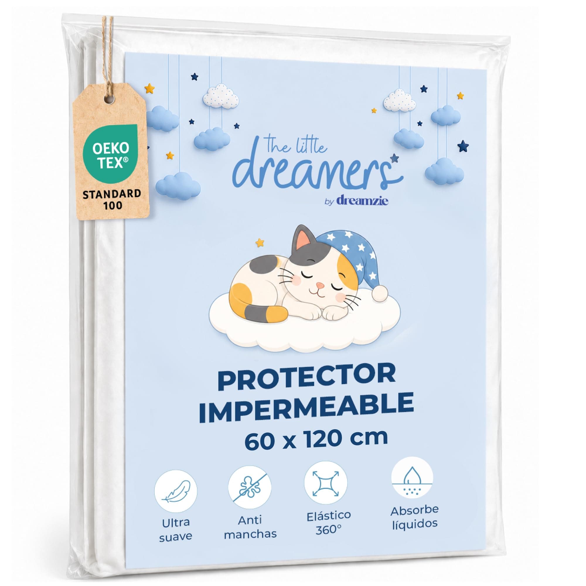 Protector Colchon Bebe 60x120 Impermeable Y Transpirable, Cubre Colchon Cuna Bebe Facil De Colocar, Funda Colchon Lavable En Maquina, Certificado Oeko-Tex, para Colchon hasta 15 cm
