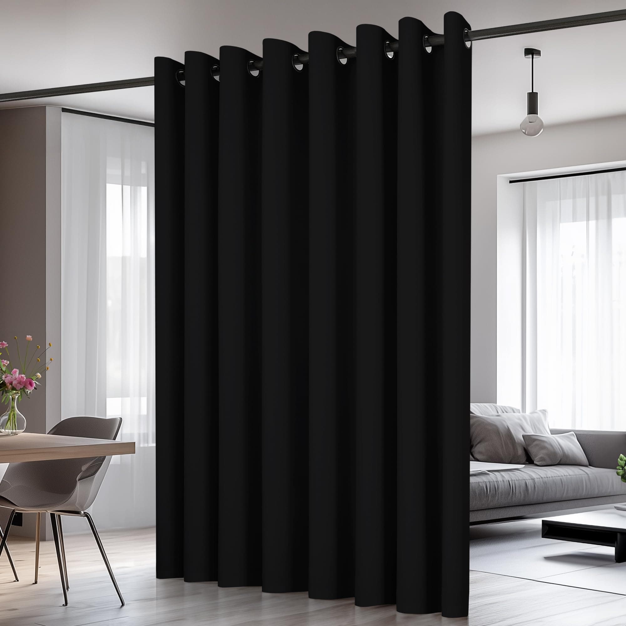 Deconovo Rideaux Occultants Isolant Thermique Anti Froid, 254X242 CM (Largeur X Hauteur), Rideaux pour Chambre Gar?on, Design Moderne à Oeillets, Halloween Noir, 1Pièces