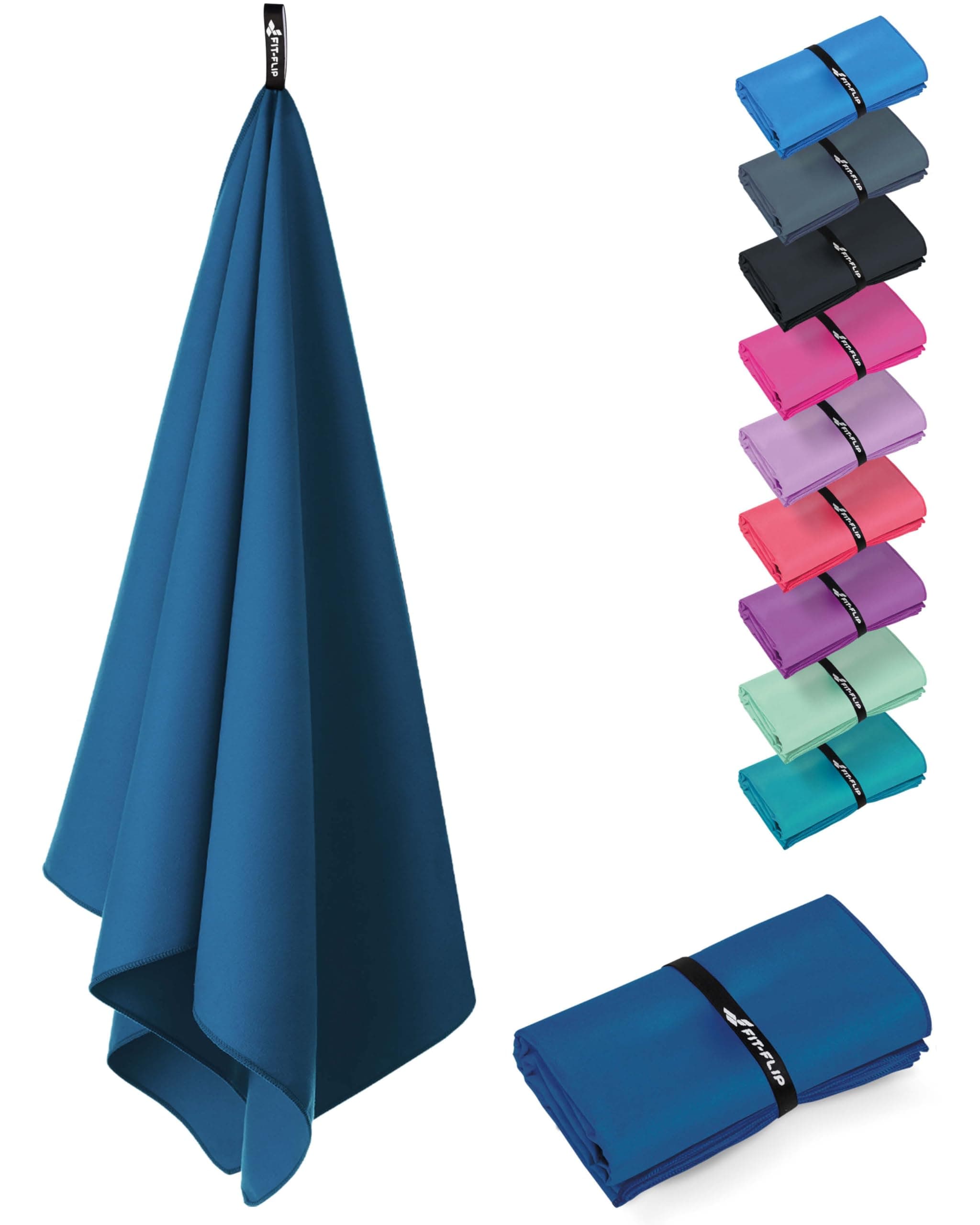Fit-Flip Microfaser Handtücher - kompakt und leicht – für Reisen, Sport und Strand - Mikrofaser Handtuch schnelltrocknend – als Sauna und Badetuch groß - Fitness und Schwimmen