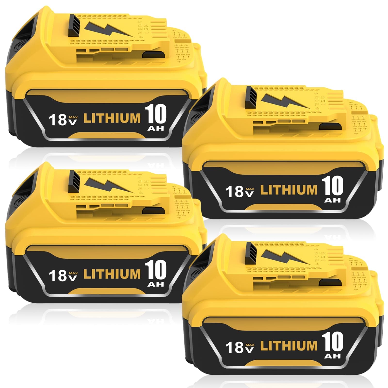 Lot de 4X 10.0Ah de Rechange pour Dewalt Batterie 18V DCB204/DCB206 pour Perceuse DCD791/Marteau-perforateur DCH273/Scie Circulaire DCS391 - Travaux Chantier, Bricolag