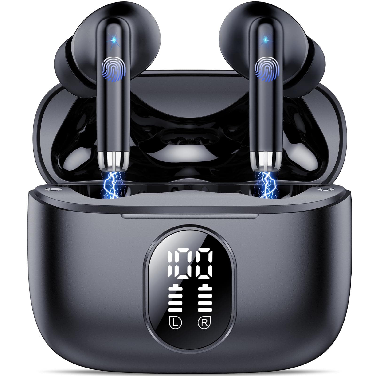 QXQ Cuffie Bluetooth, 2026 Nuovo Auricolari Bluetooth 5.4 Hi-Fi Stereo con 4 ENC Mics, 40 Ore Mini Cuffie Wireless Cancellazione Rumore Cuffiette Bluetooth, Cuffie Senza Filo per Android/iOS, Nero