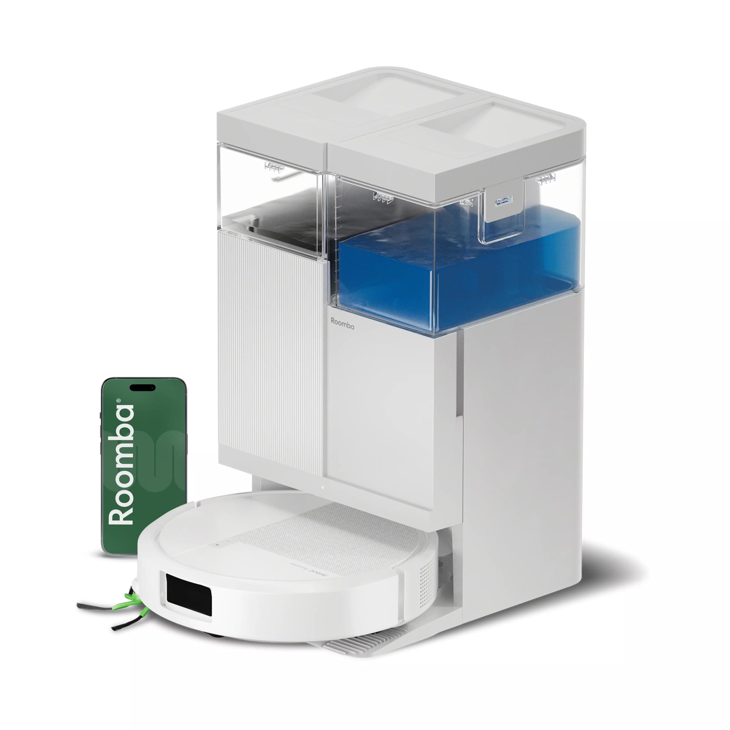 iRobot Roomba Plus 515 Combo Robot+AutoWash- 22KPa -Base Multifonction - Lavage à 75°C - séchage des lingettes à 45°C - LiDAR Clearview - 75 Jours d'autovidage - Blanc