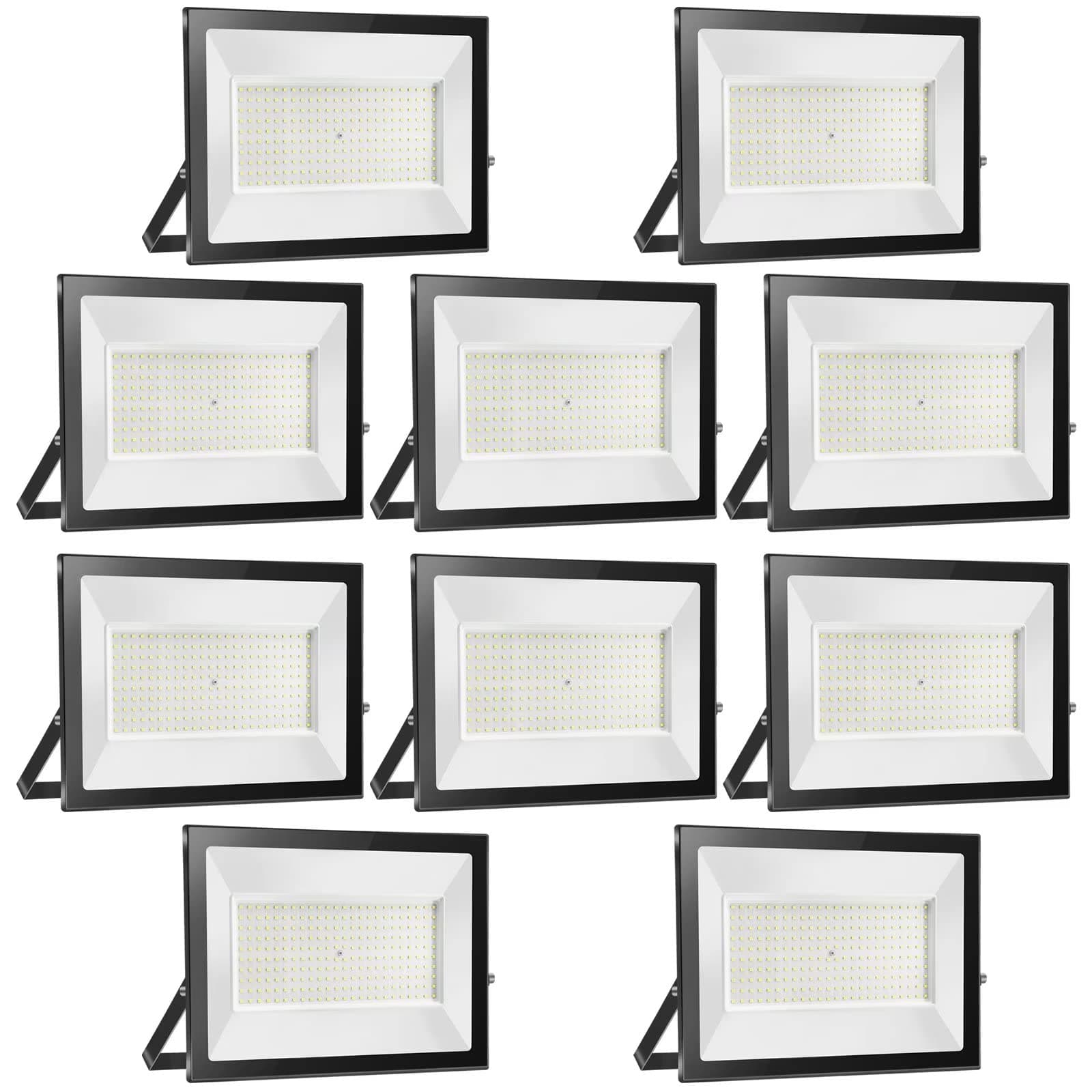 loyal 10 Pack Foco LED Exterior 200W, Alto Brillo 20000LM Proyector LED Exterior Iluminación 6000K Blanco Frío, Luz de Seguridad Impermeable IP65, Lampara LED Pared Techo para Jardín Garaje Terrazas