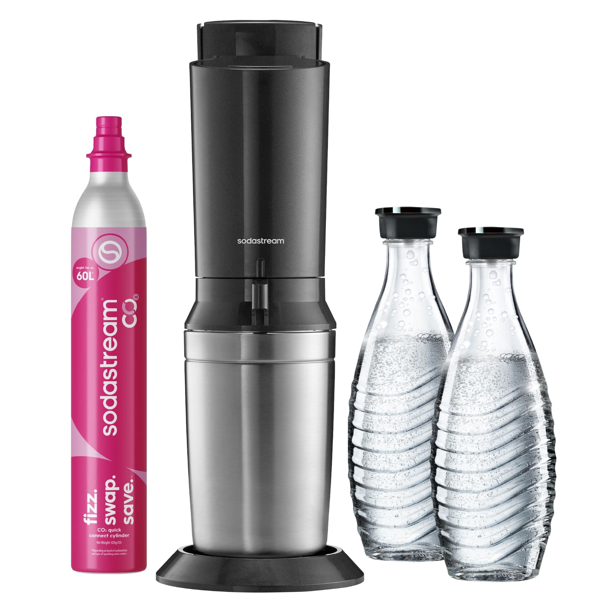 SodaStream CRYSTAL 3.0 Wassersprudler - 2x 0,7L Glaskaraffe & CO2-Zylinder