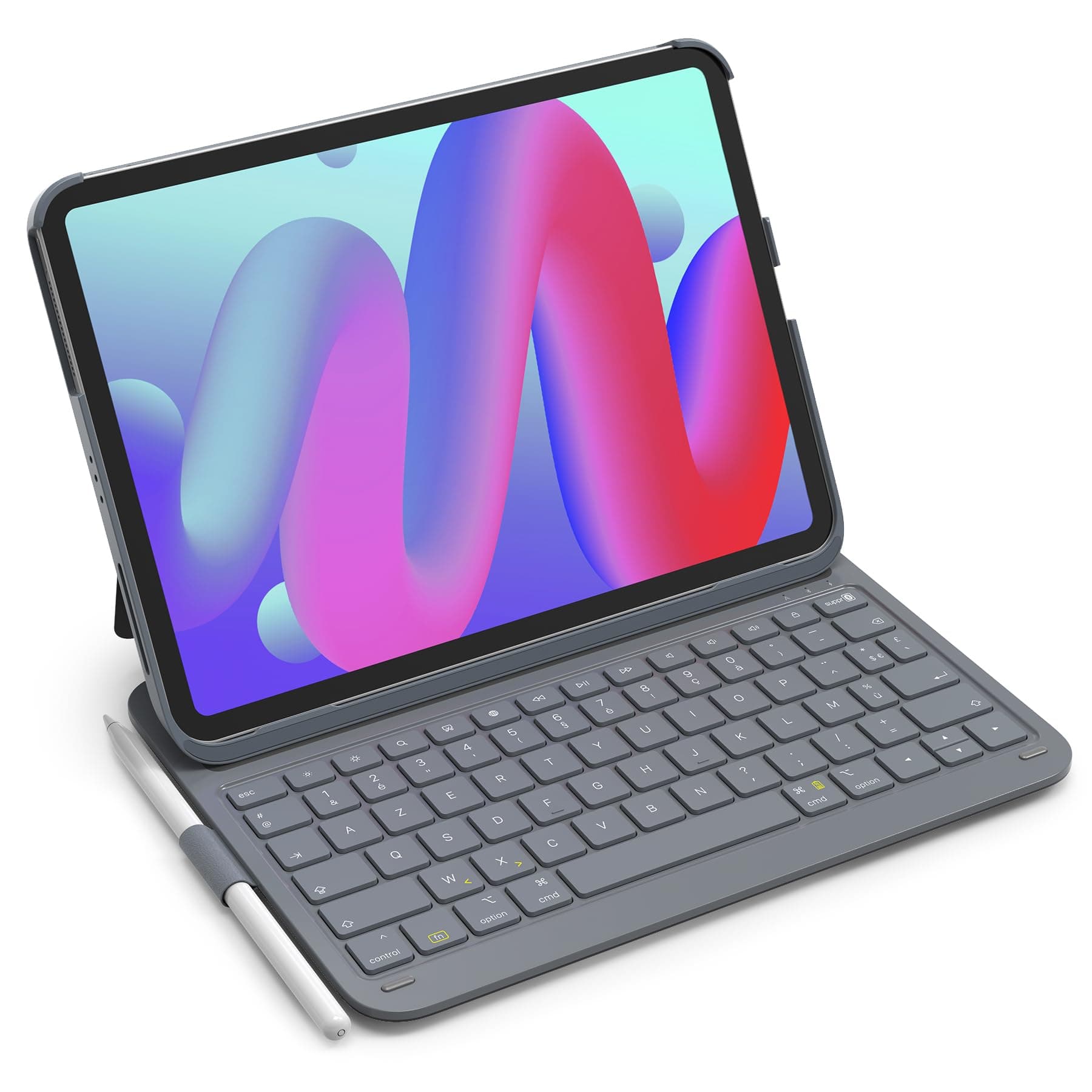 Inateck Coque Clavier iPad A16/10e Gén, Ultra-légère 427g | Pour iPad Air 11" M4/M3/M2, Air 5/4, Pro 11", porte-stylet caché, AZERTY, AirTap, Gris