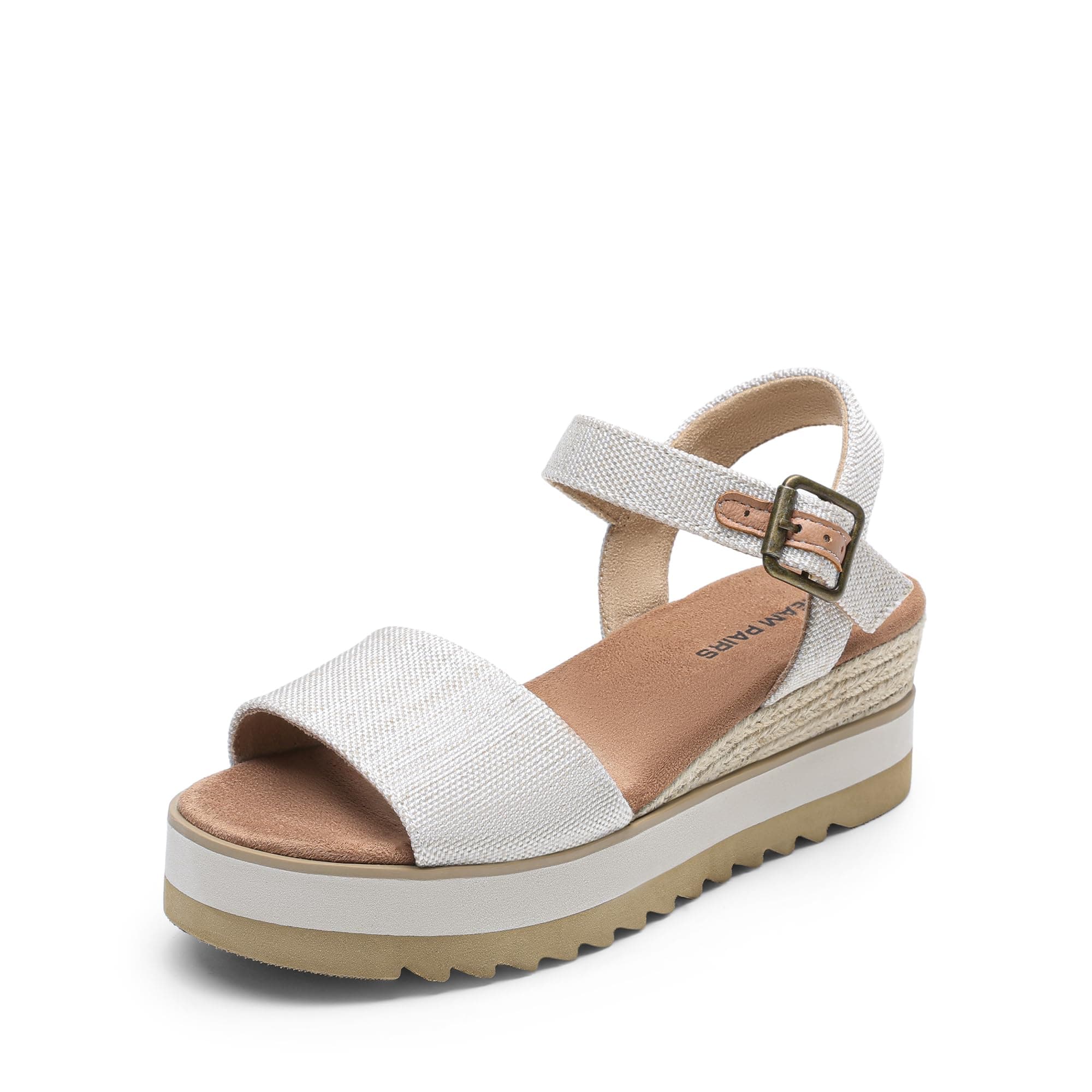 DREAM PAIRS Sandali con Zeppa e Plateau con Cinturino alla Caviglia e Fibbia a Punta Aperta da Donna
