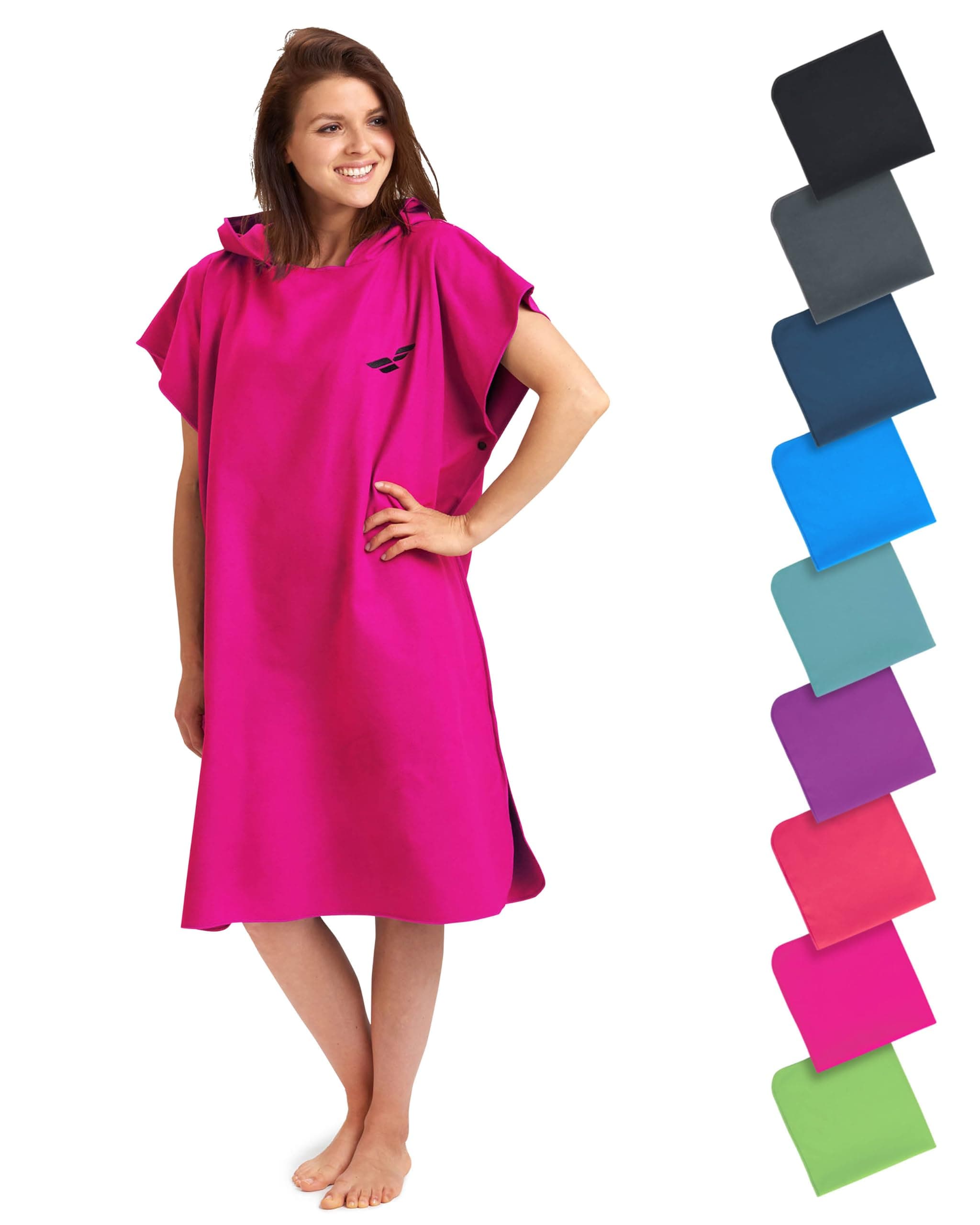 Fit-Flip Poncho de Bain – extrêmement léger et à séchage Rapide – Poncho de Surf en Microfibre pour Hommes et Femmes, Poncho de Plage, Serviette à Changement