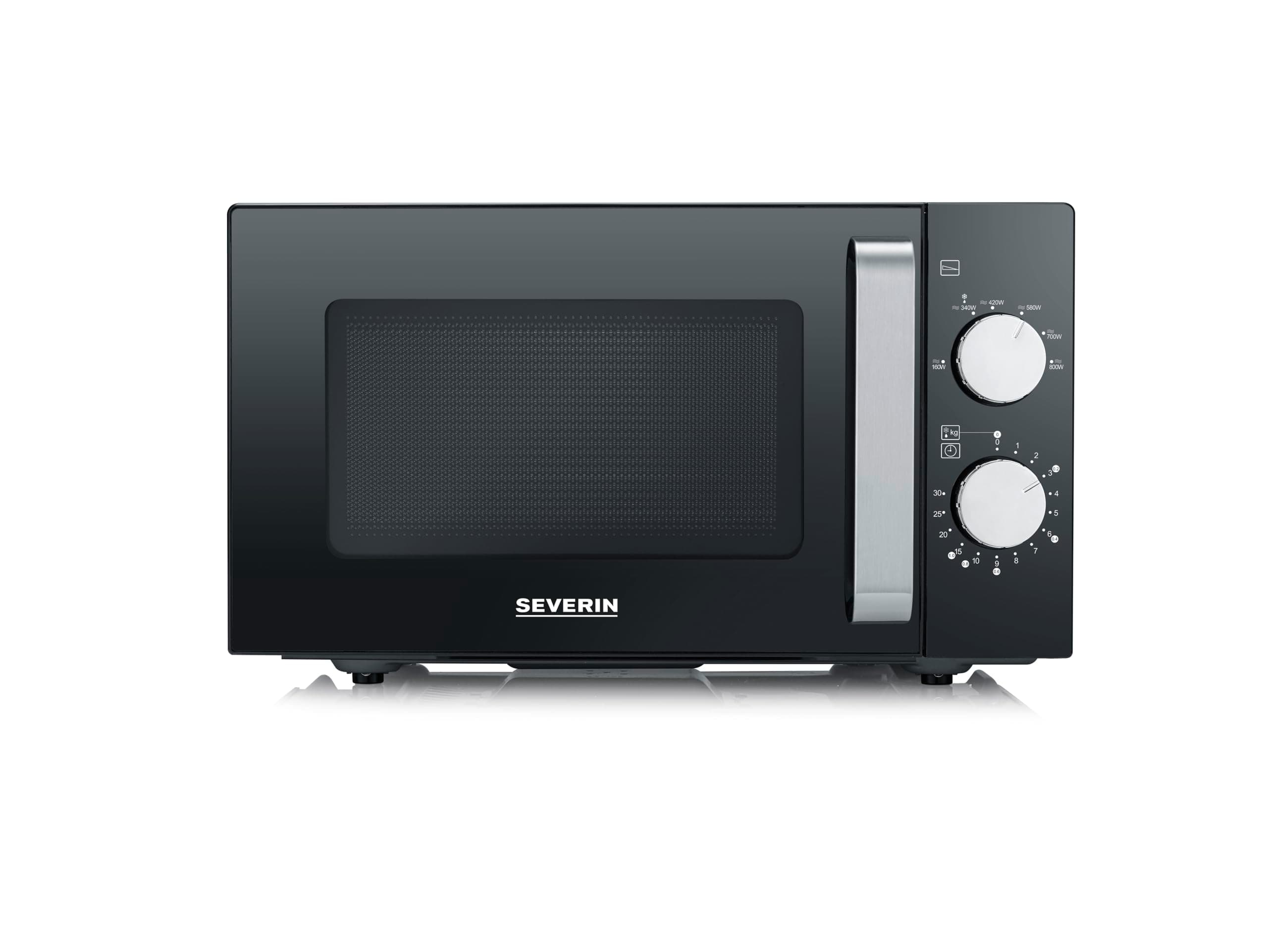 SEVERIN Four Micro-ondes, 20 L, Avec Fond Plat en Céramique, jusqu’à 800 W, 6 niveaux de puissance, Noir, MW7761