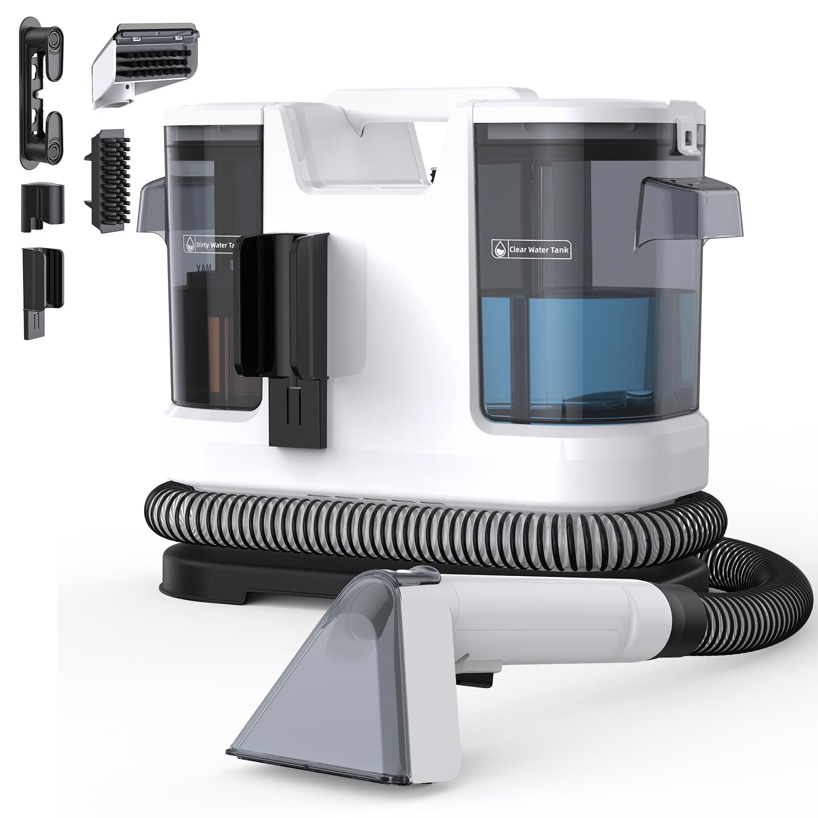 Lubluelu Nasssauger Polsterreiniger Gerät 600 W, 22 kPa Waschsauger Weiß | Tragbares Reinigungsgerät mit großem Wassertank, Selbstreinigungsfunktion und langem Schlauch für Teppiche, Sofas & Autos