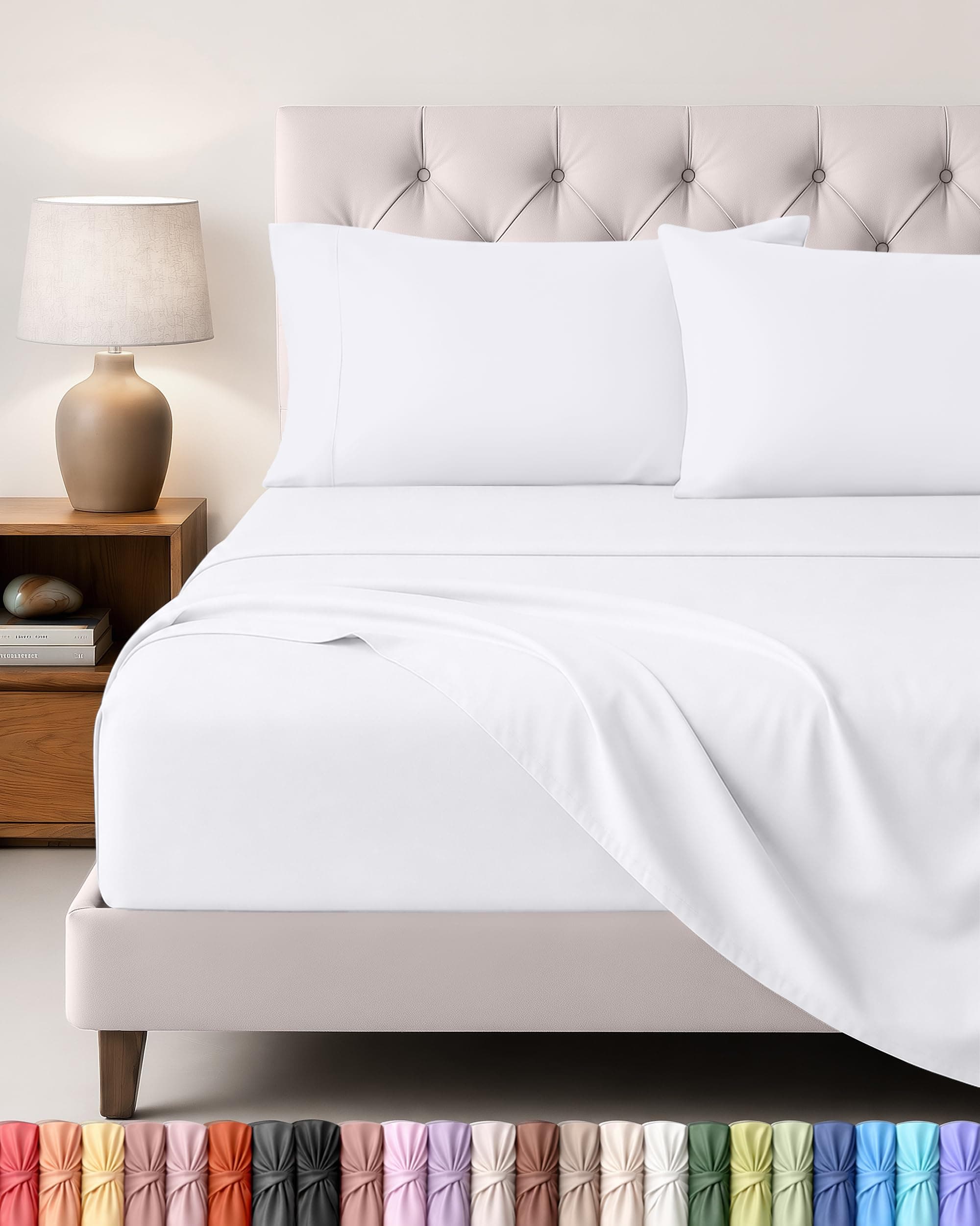 Utopia Bedding - Set Lenzuola Letto Matrimoniali 4 Pezzi 150x200 cm - Spazzolata Poliestre di Microfibra - Oeko-Tex Certificato - Lenzuolo con Angoli, Lenzuolo Piatto e 2 Federe 50x75, Bianco