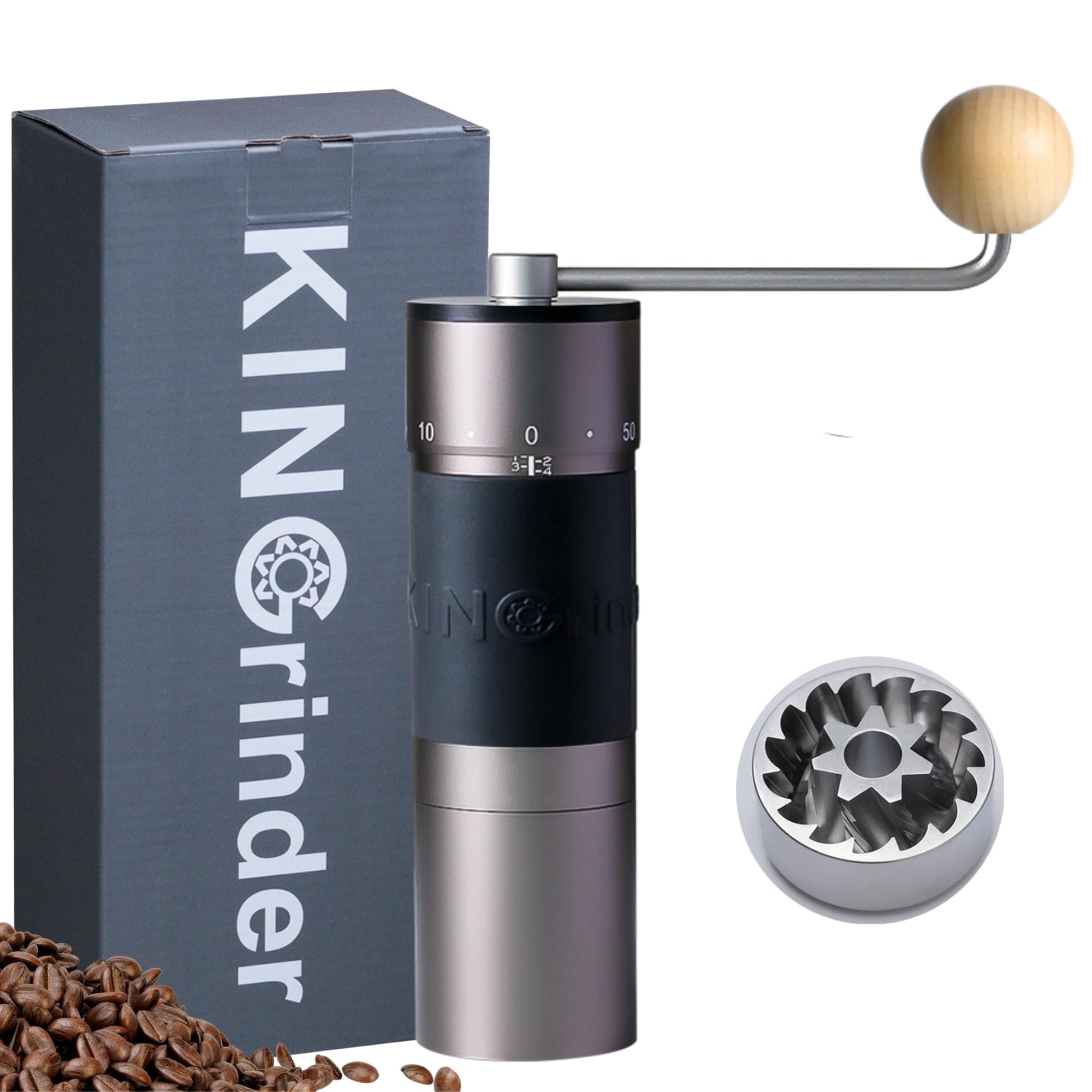 【Gris métal】KINGrinder K6 Moulin à café manuel avec 200 degrés de mouture réglables pour French Press, Drip, Expresso, capacité 25-35 g