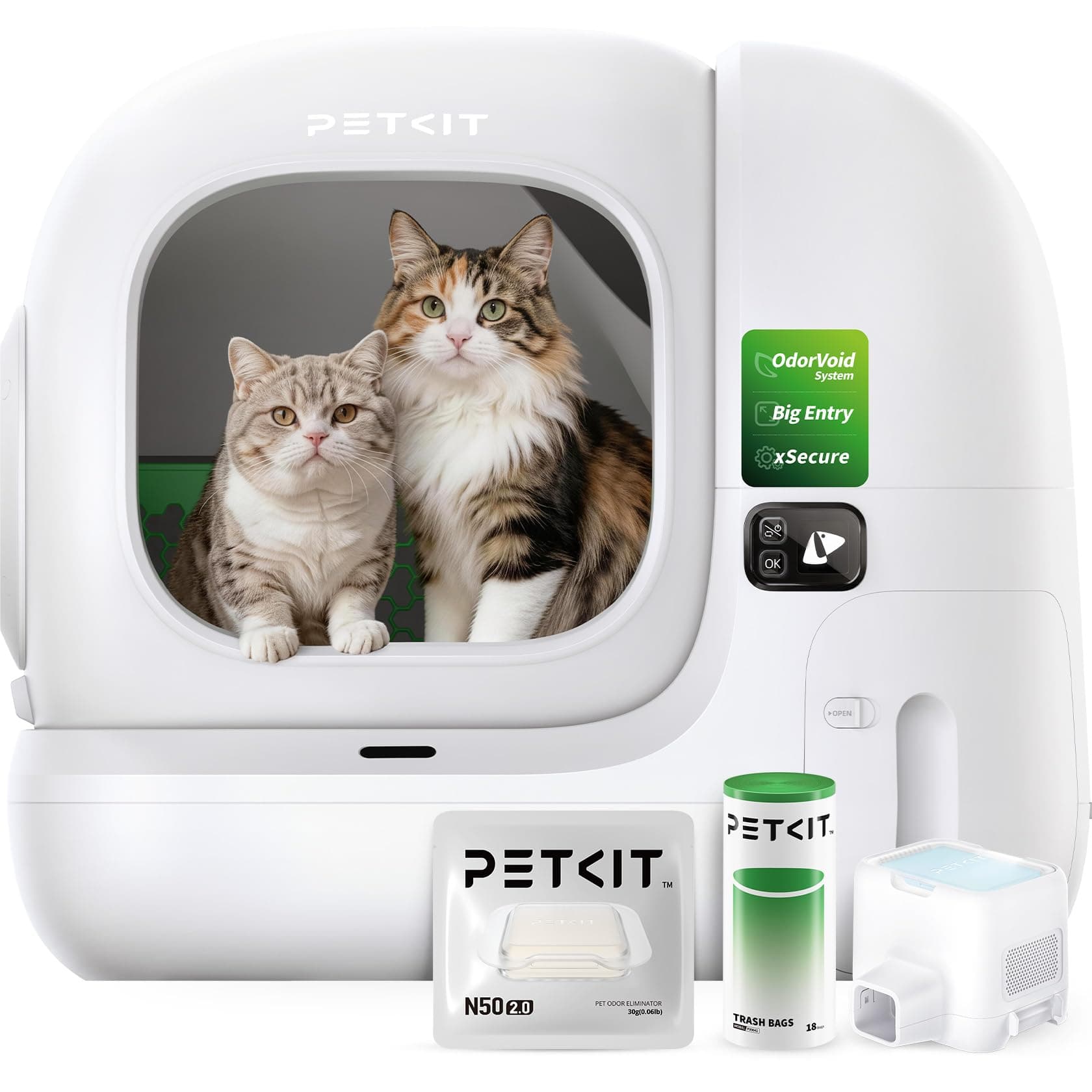 PETKIT Purobot Max 3 Litiere Chat Autonettoyante, Grande Ouverture, Double Désodorisation, Anti-fuites/Pincement, xSecure, Contrôle APP, Capacité 76L,Tapis Anti-adhérent 3.0, pour Plusieurs Chats