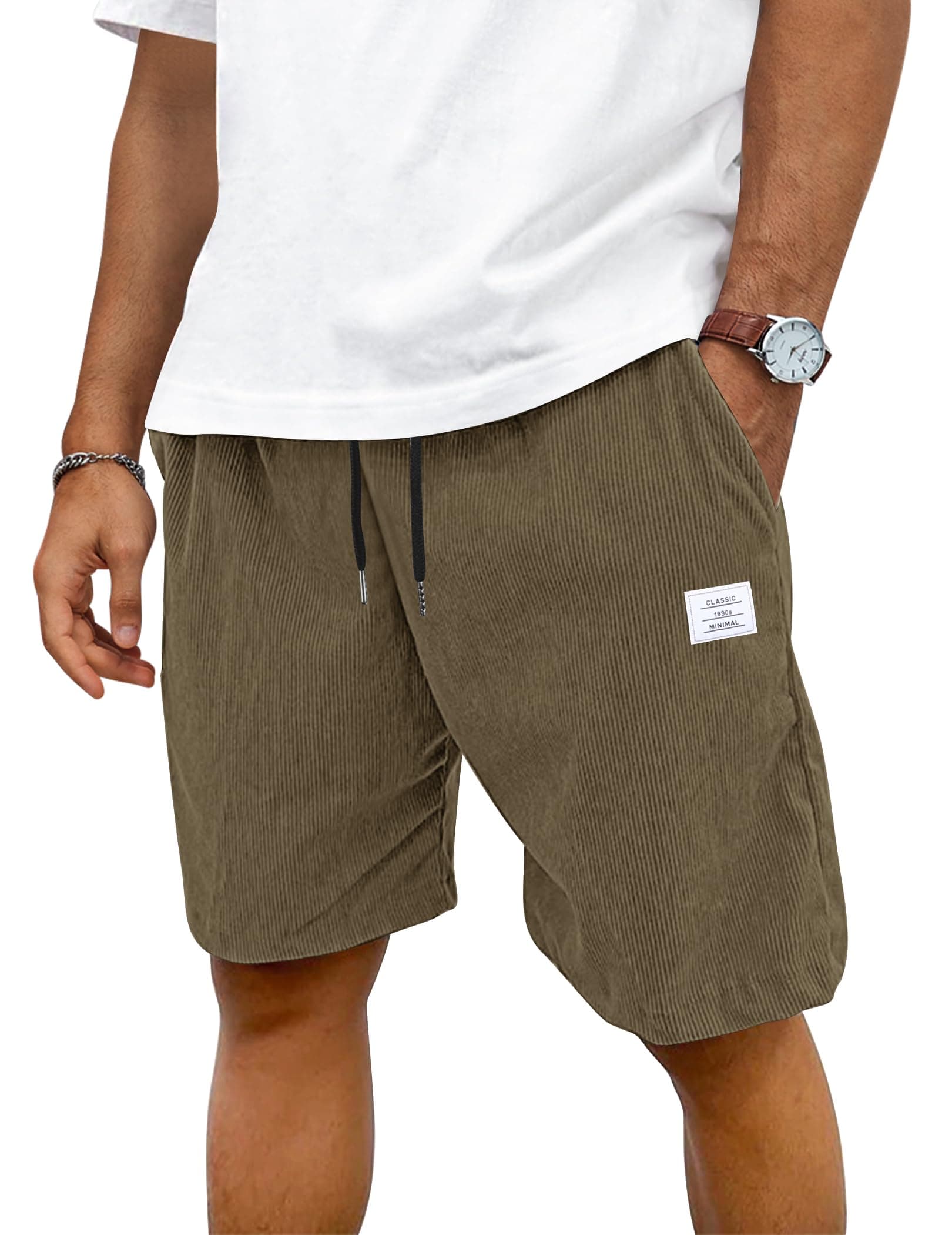 TARAINYA Velluto a Coste Pantaloncini Uomo Cotone Coulisse Estivi Causal Pantaloni Corti Uomo con Tasche