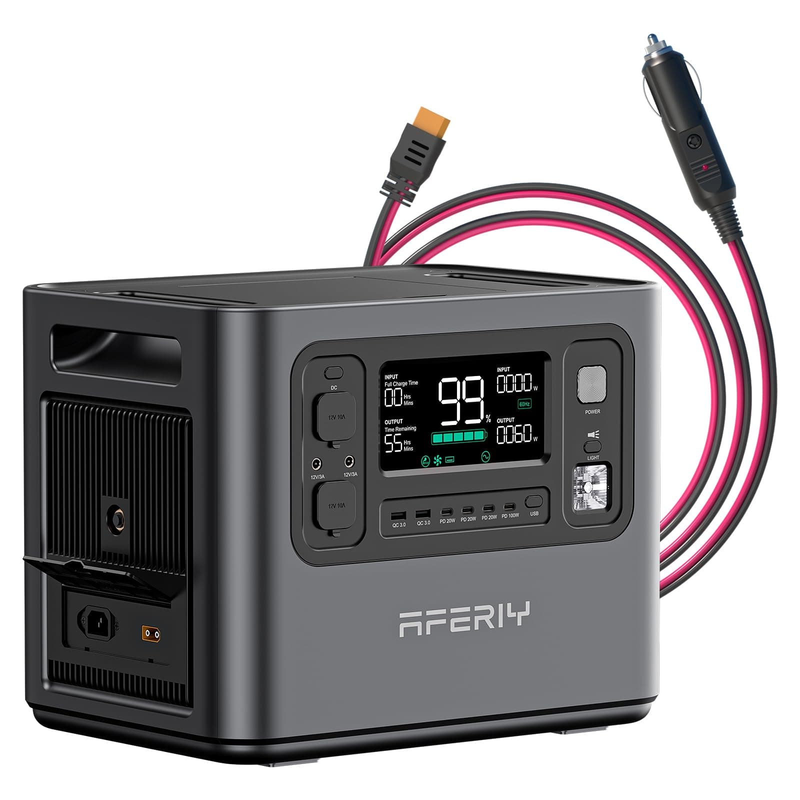 AFERIY Generateur Electrique Portable 2400W, Batterie Nomade 2048Wh, Charge Rapide, Station Electrique avec Sortie CA, CC, USB, Écran LCD, Generateur Solaire pour Camping, Voyage, Panne de Courant
