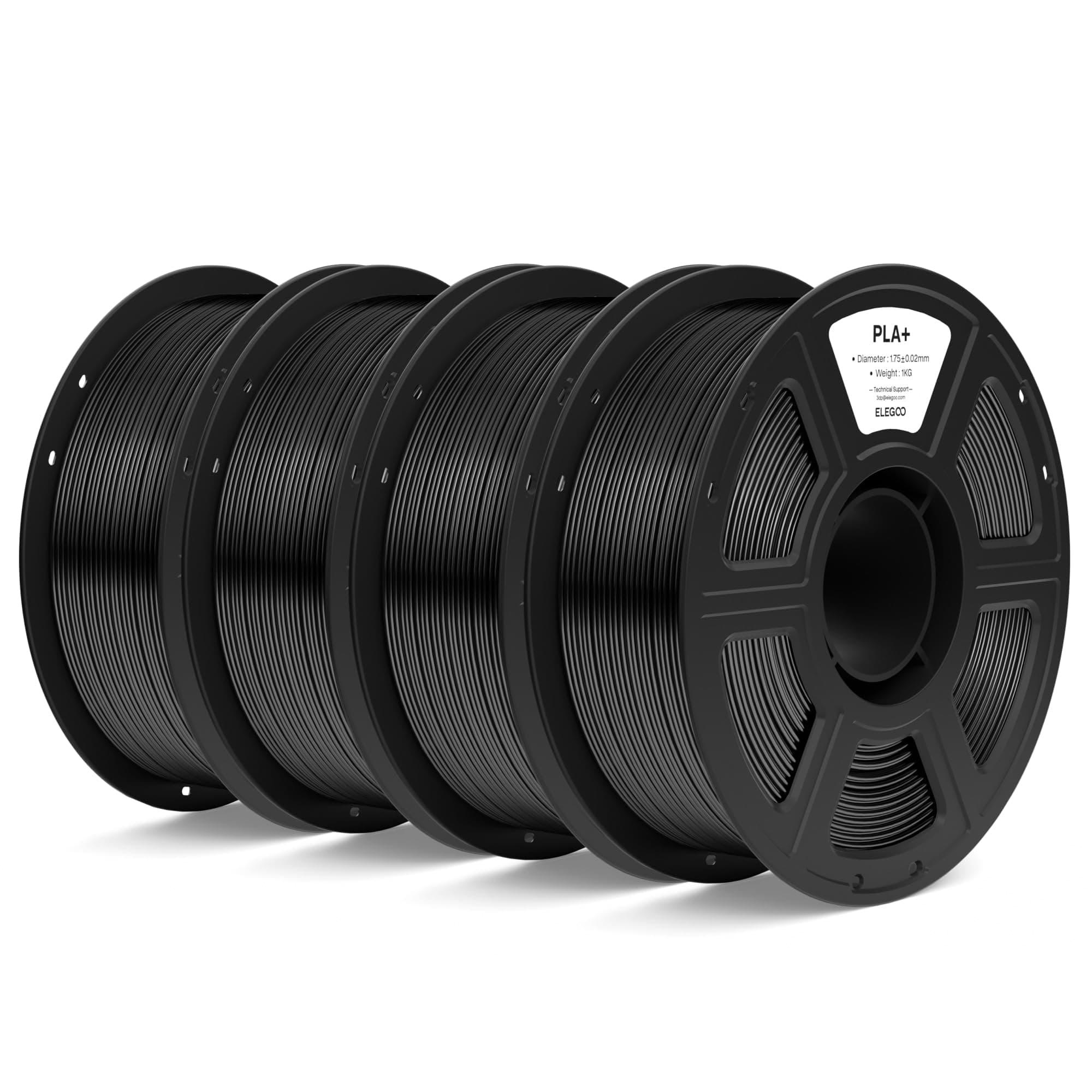ELEGOO Filamento PLA+ 1.75 4KG Negro | PLA Plus para Impresora 3D, Precisión Dimensional +/- 0.02mm, Carrete de Filamento 3D, para Mayoría Impresoras 3D