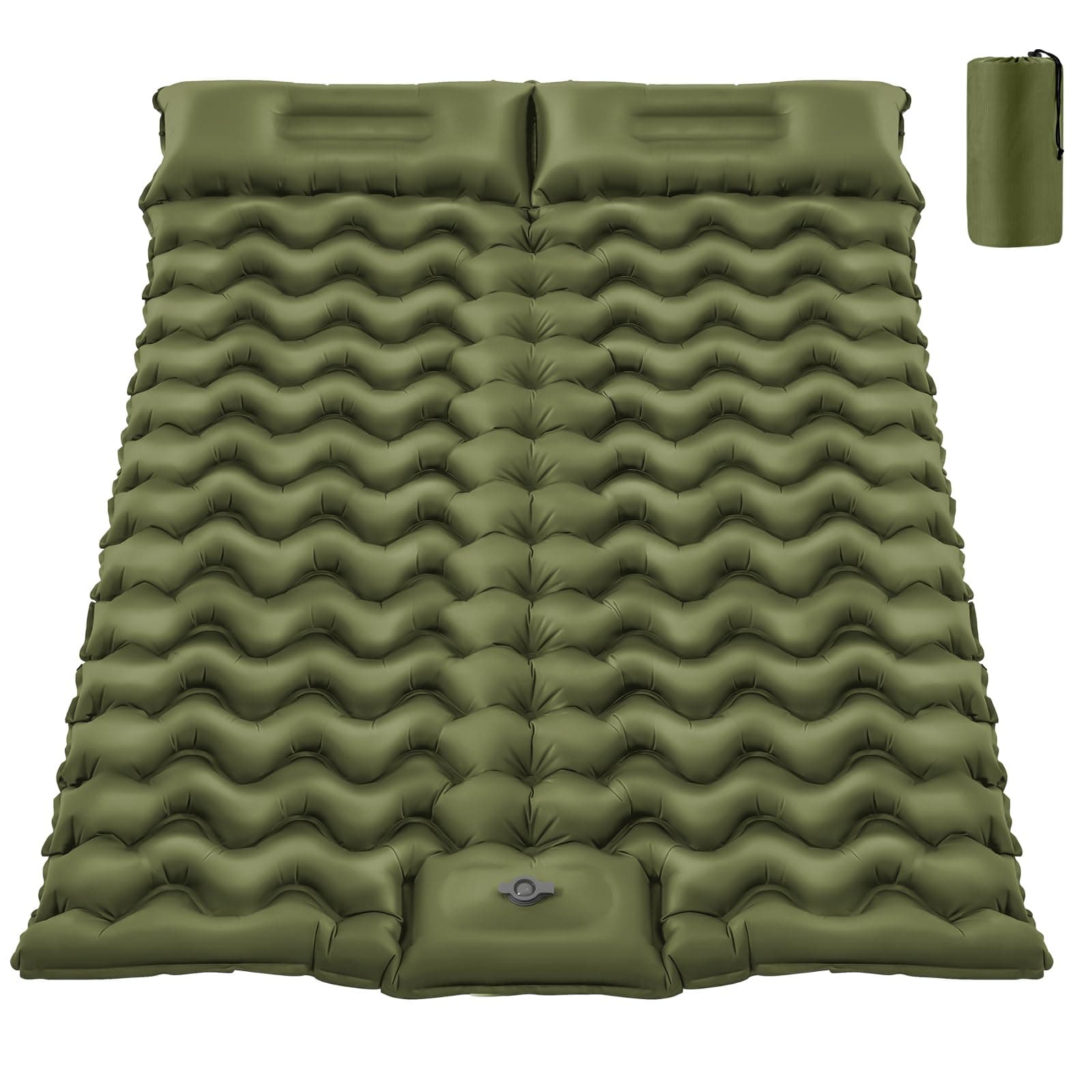PHYSEN Colchoneta hinchable doble – 196x130 cm de ancho extra, colchón de aire para acampar, playa y jardín – Rápidamente inflable, versátil como manta de picnic
