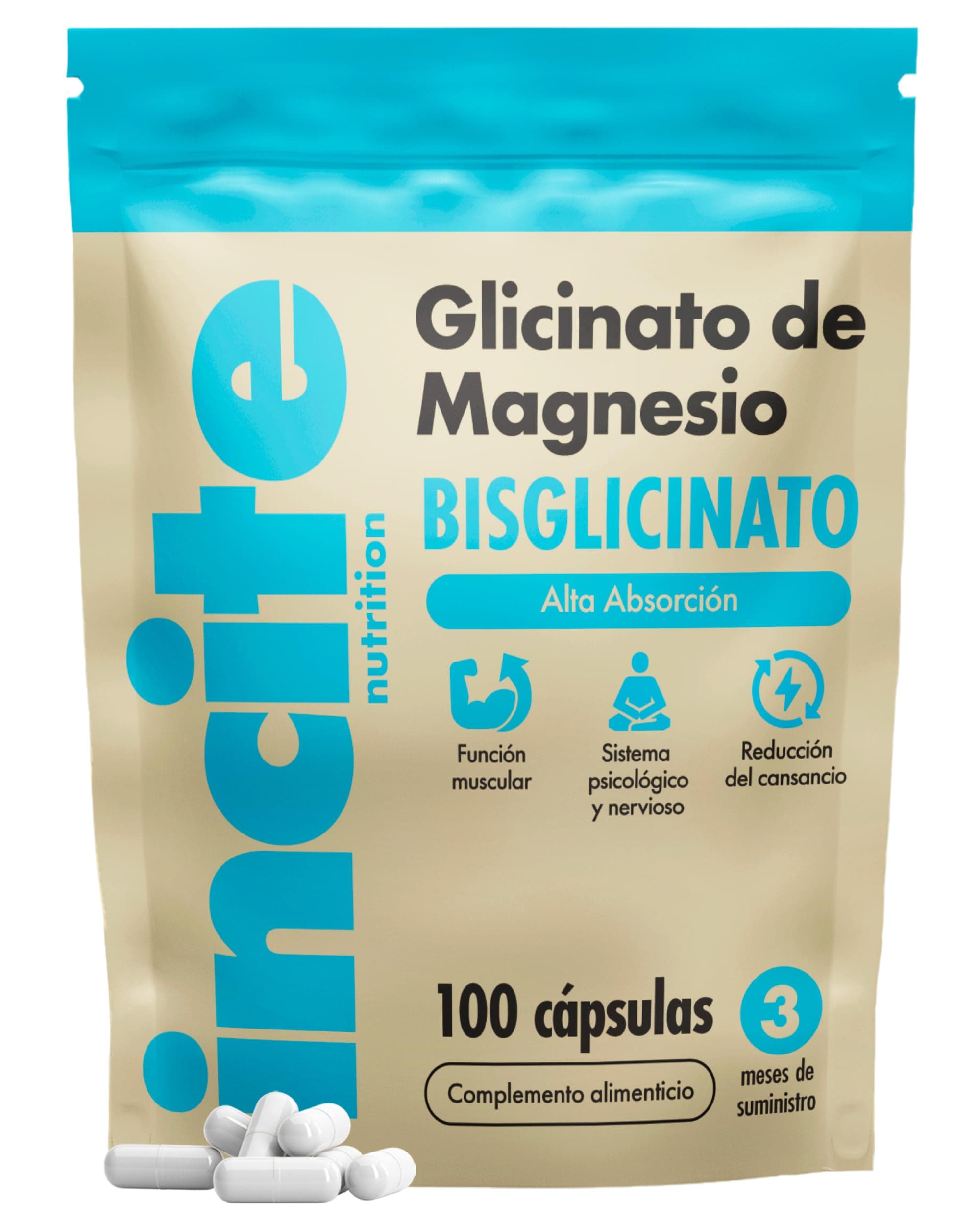 Magnesio bisglicinato - 100 mg - Alta potencia 100 capsulas veganas (3 meses suministro) - Bisglicinato de Alta Biodisponibilidad - Mejora del sueño - Glicinato de Magnesio para dormir