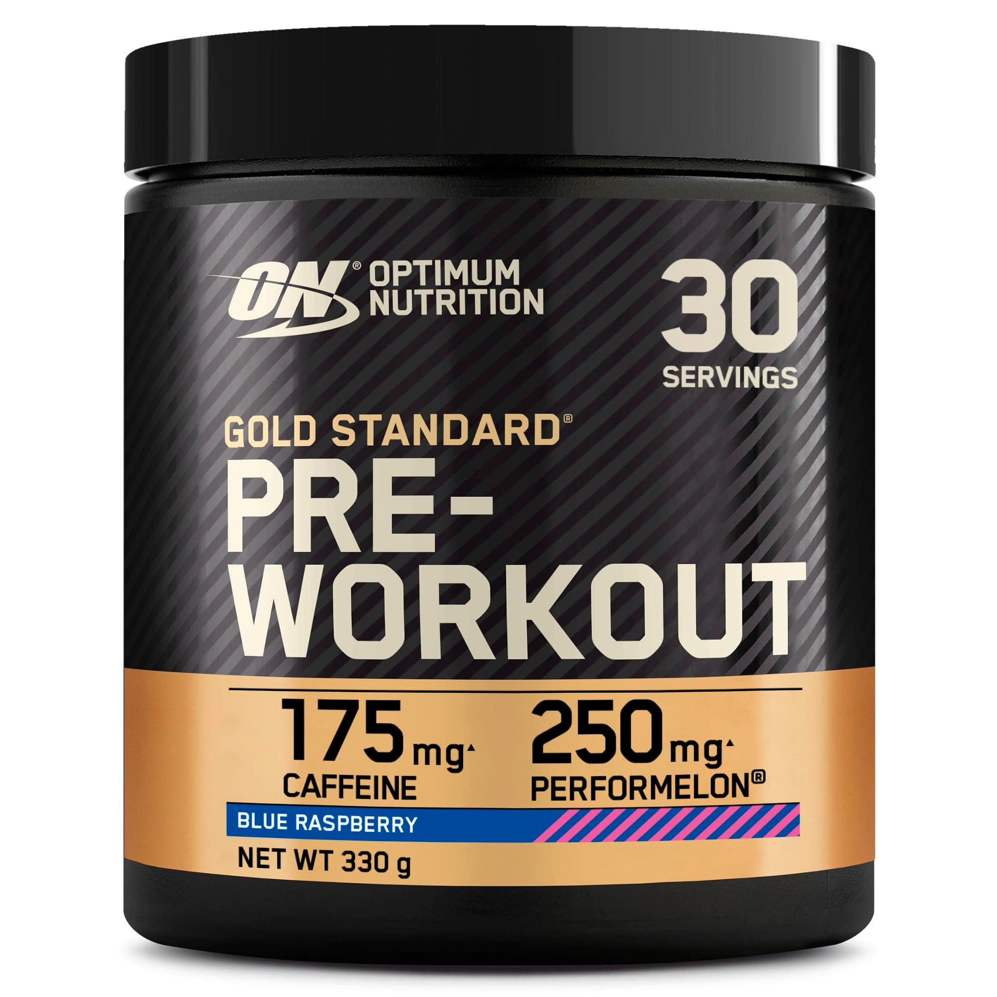 Optimum Nutrition Gold Standard Pre-Workout en Poudre, Boisson Énergétique Goût Blue Raspberry, 330g, 30 Doses